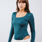 Square neck long sleeve bodysuit