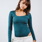 Square neck long sleeve bodysuit