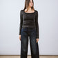Square Neck Long Sleeve Top