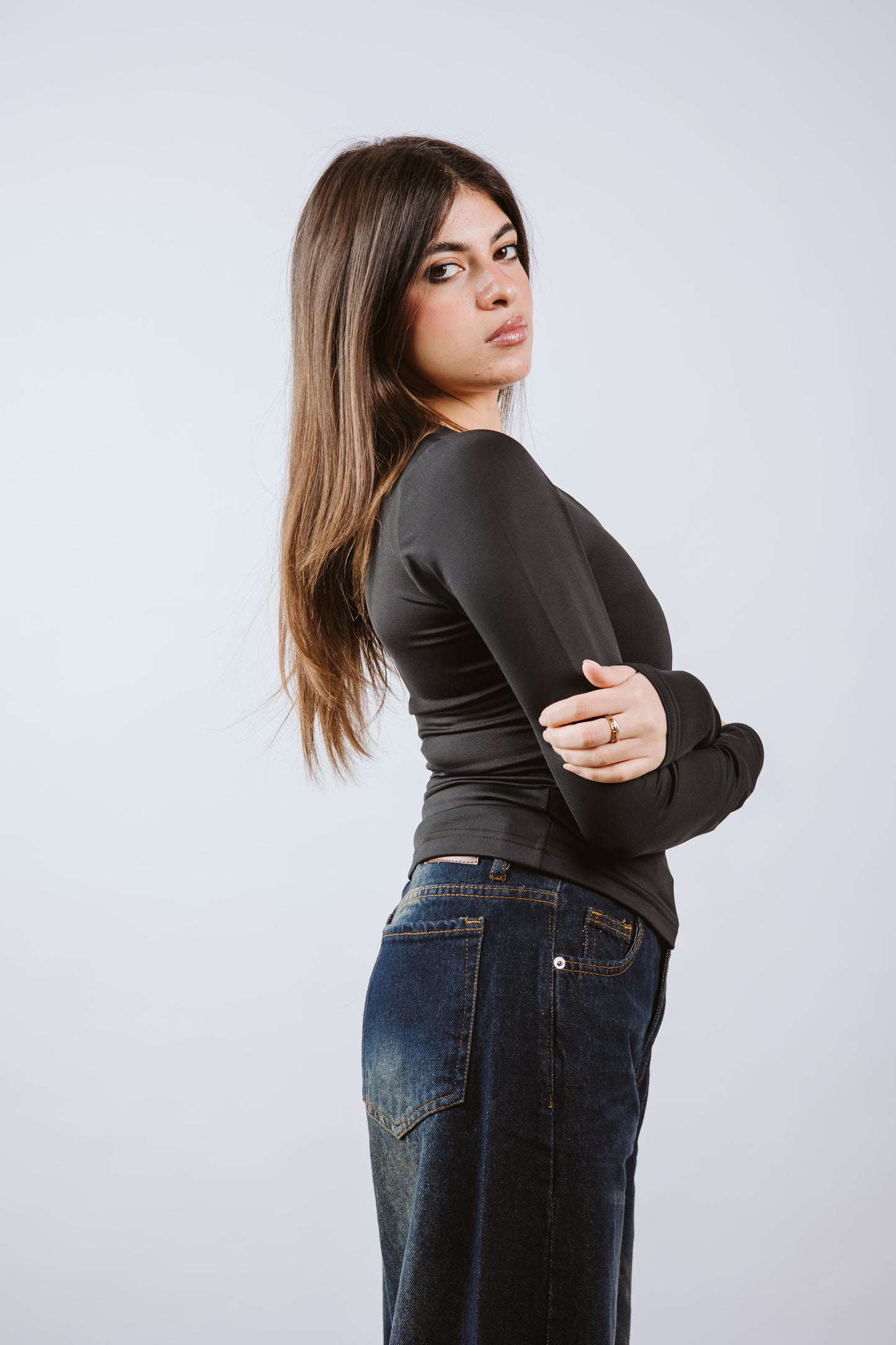 Square Neck Long Sleeve Top