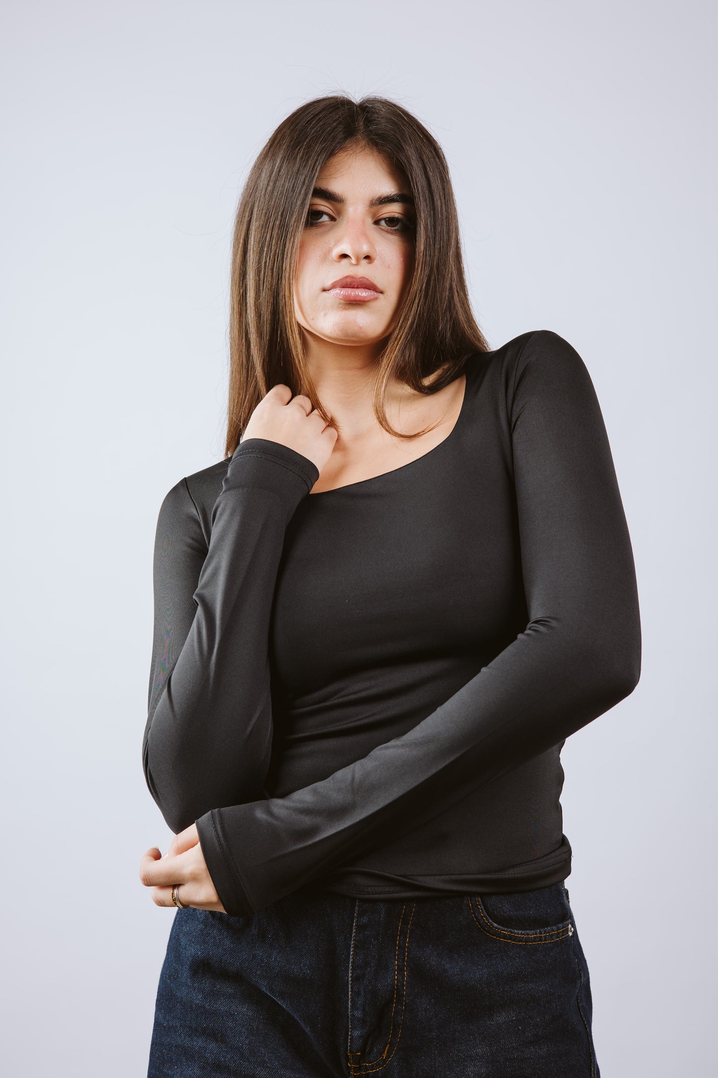 Square Neck Long Sleeve Top