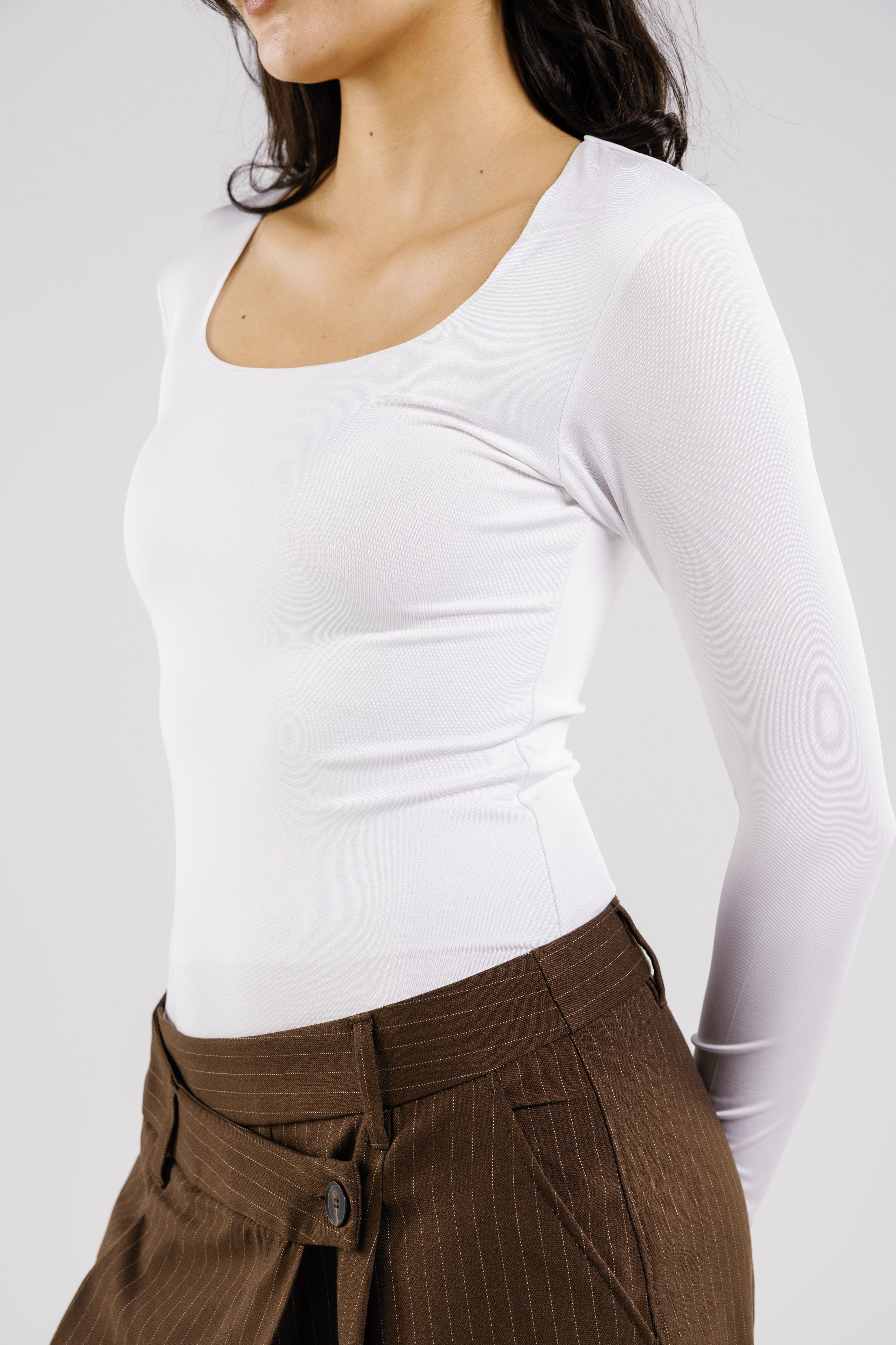 Square neck long sleeve bodysuit