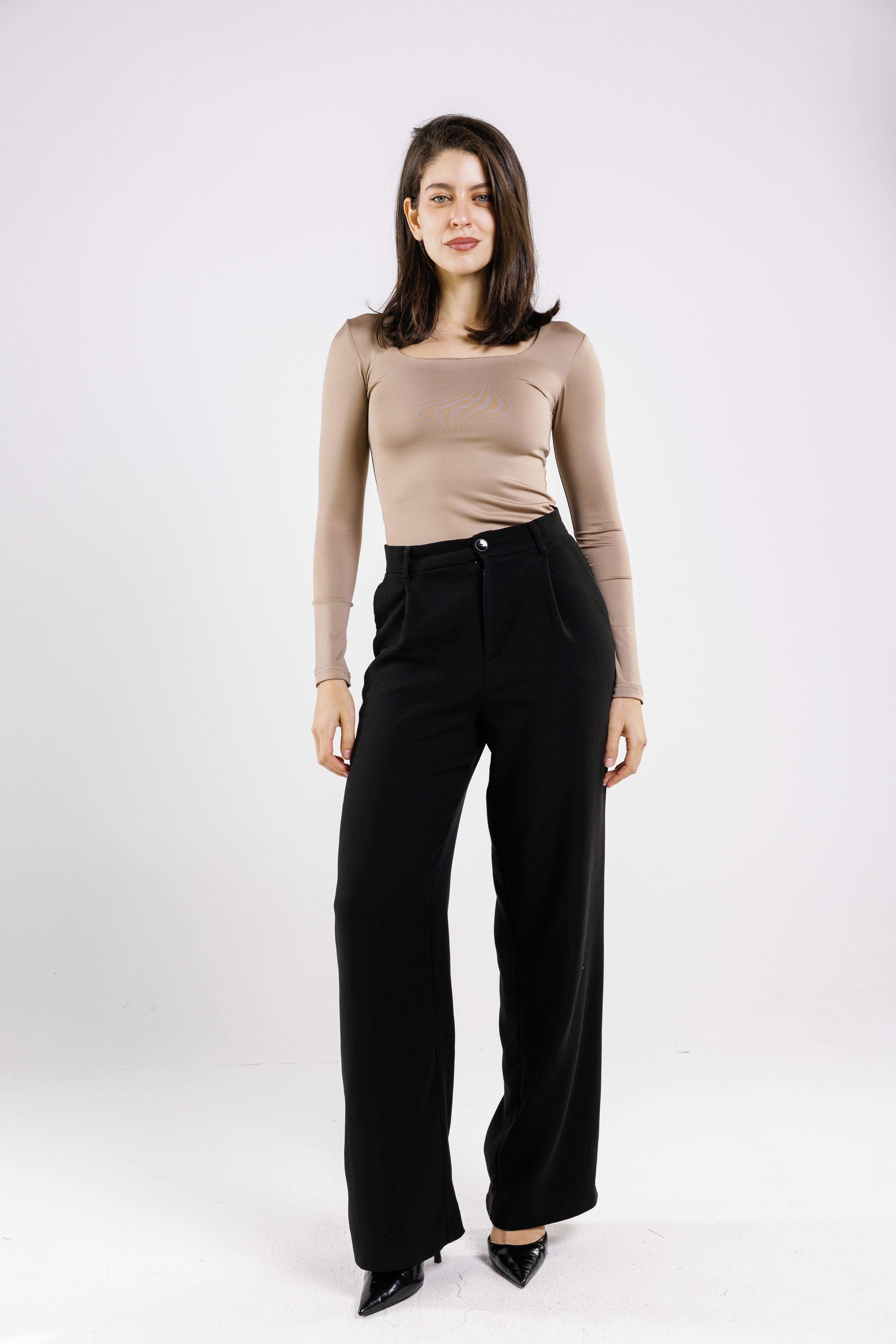 Square Neck Long Sleeve Top