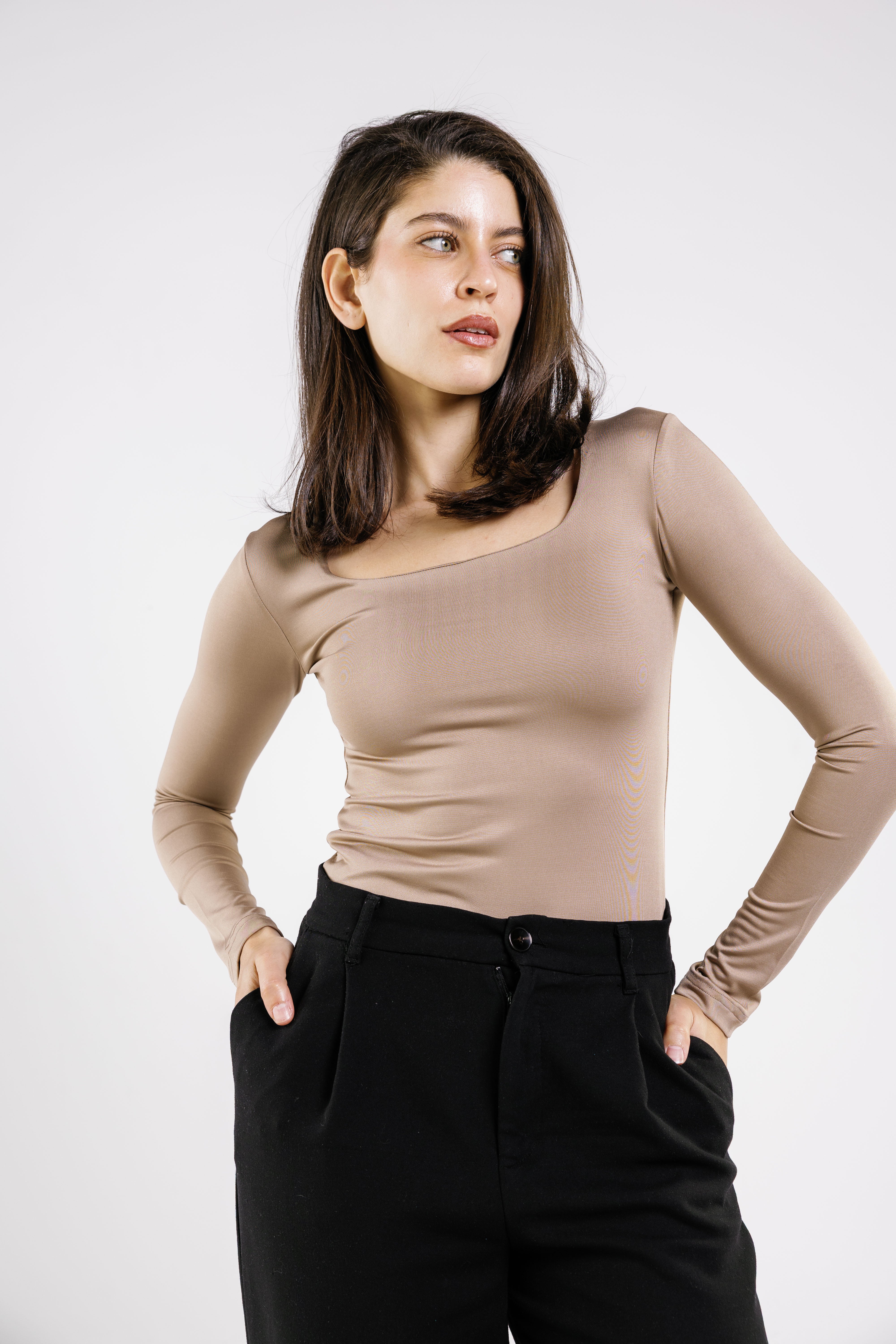 Square Neck Long Sleeve Top