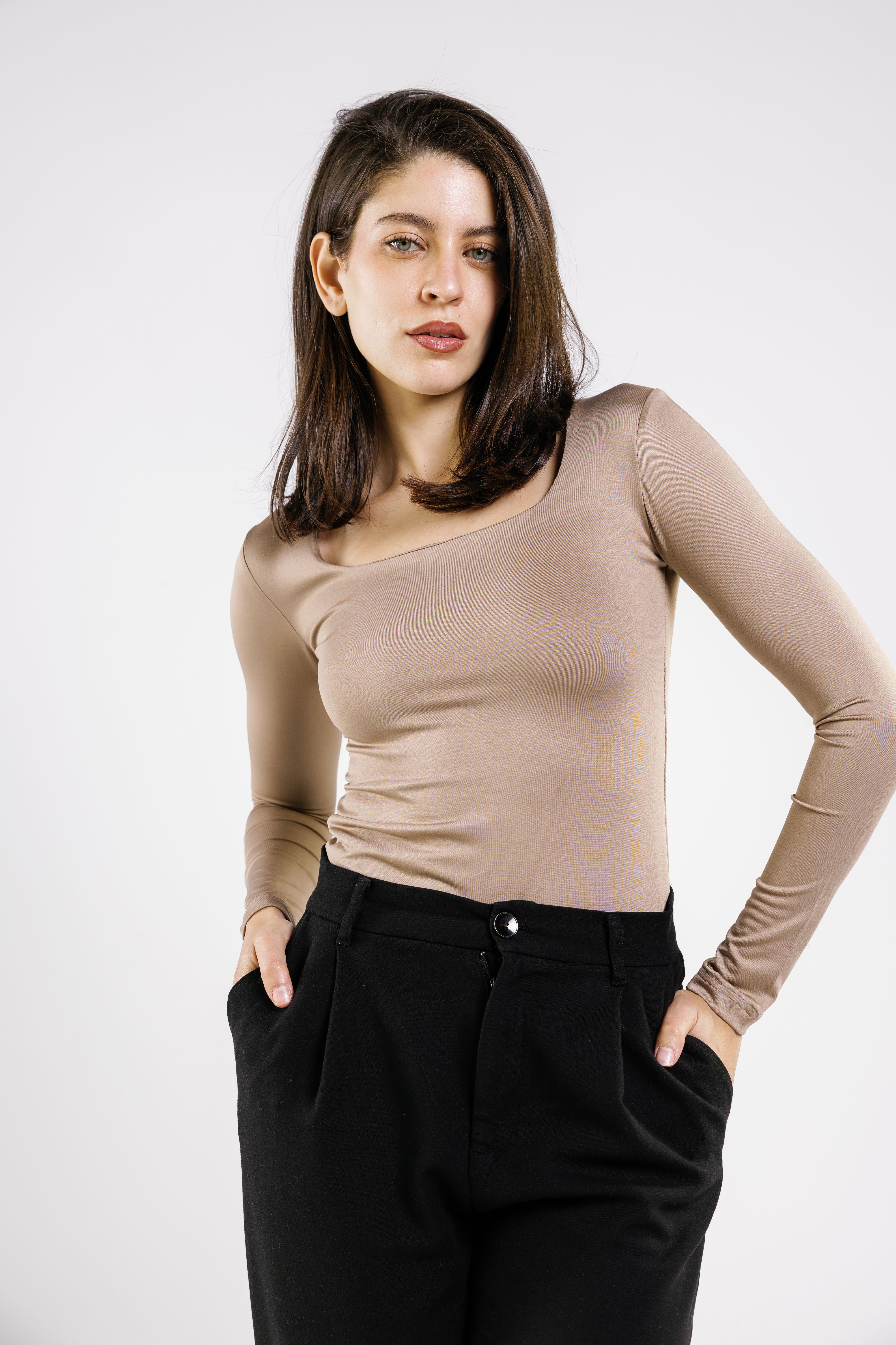 Square Neck Long Sleeve Top