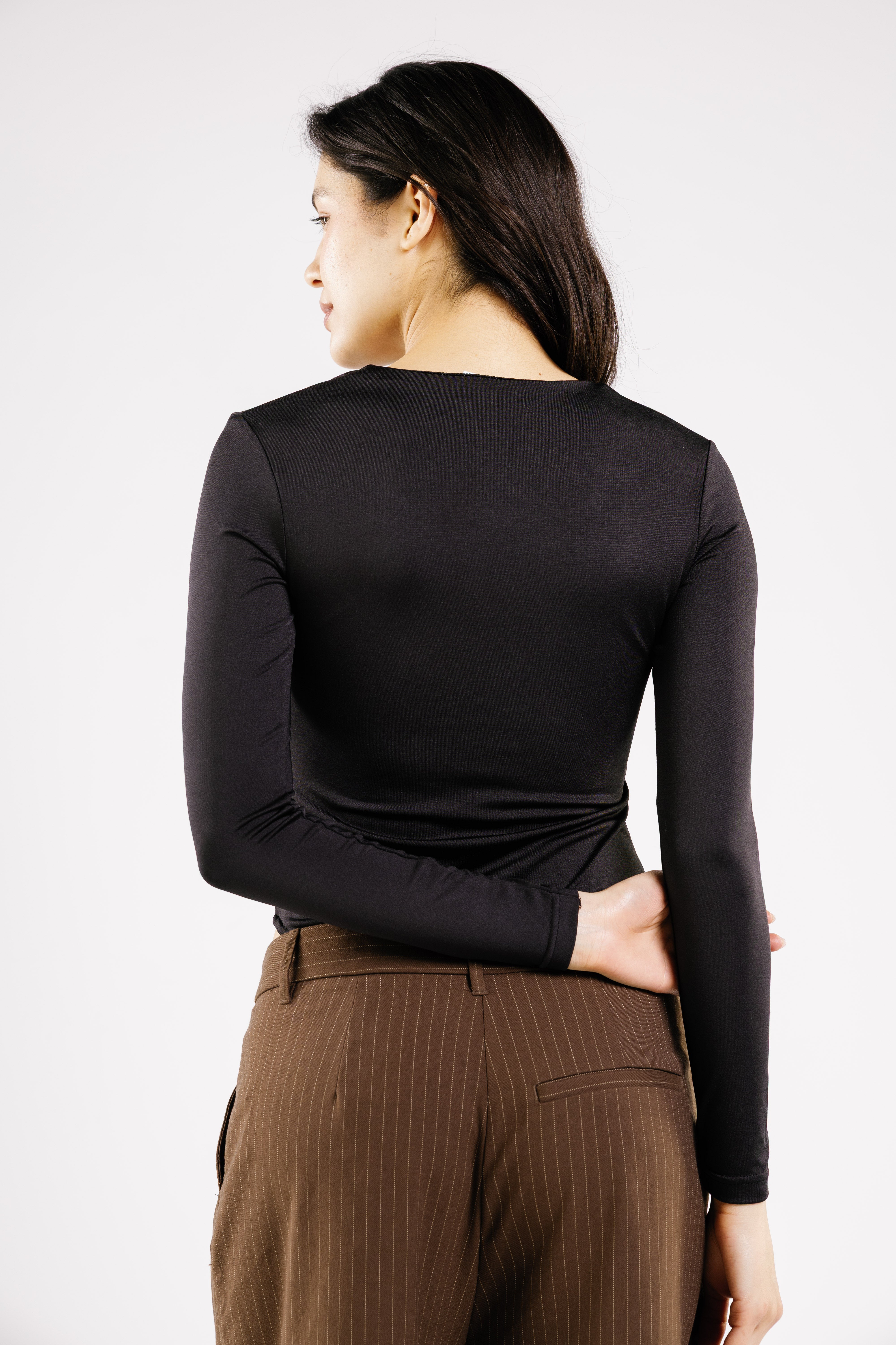Square neck long sleeve bodysuit