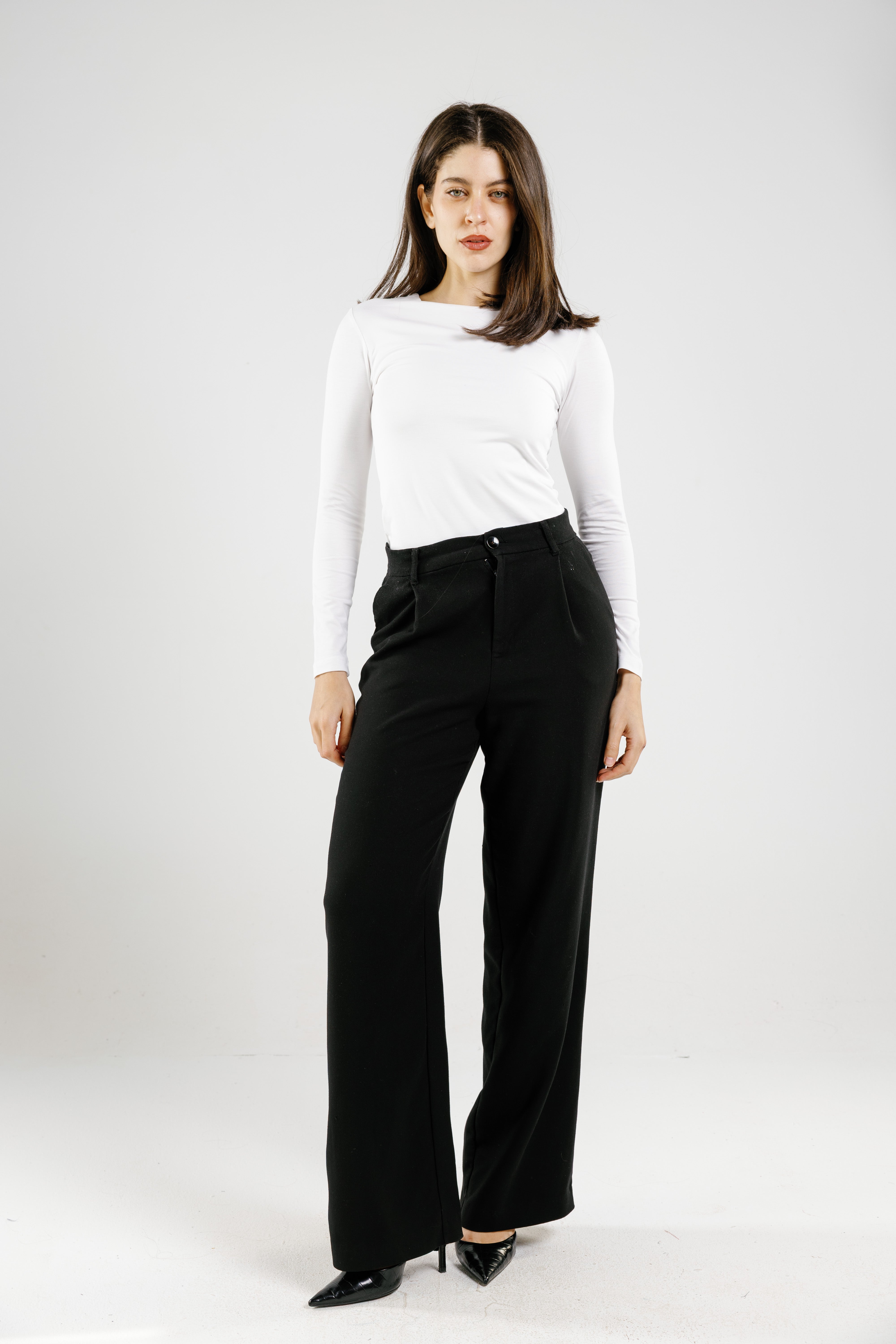 Cotton crew neck long sleeve top