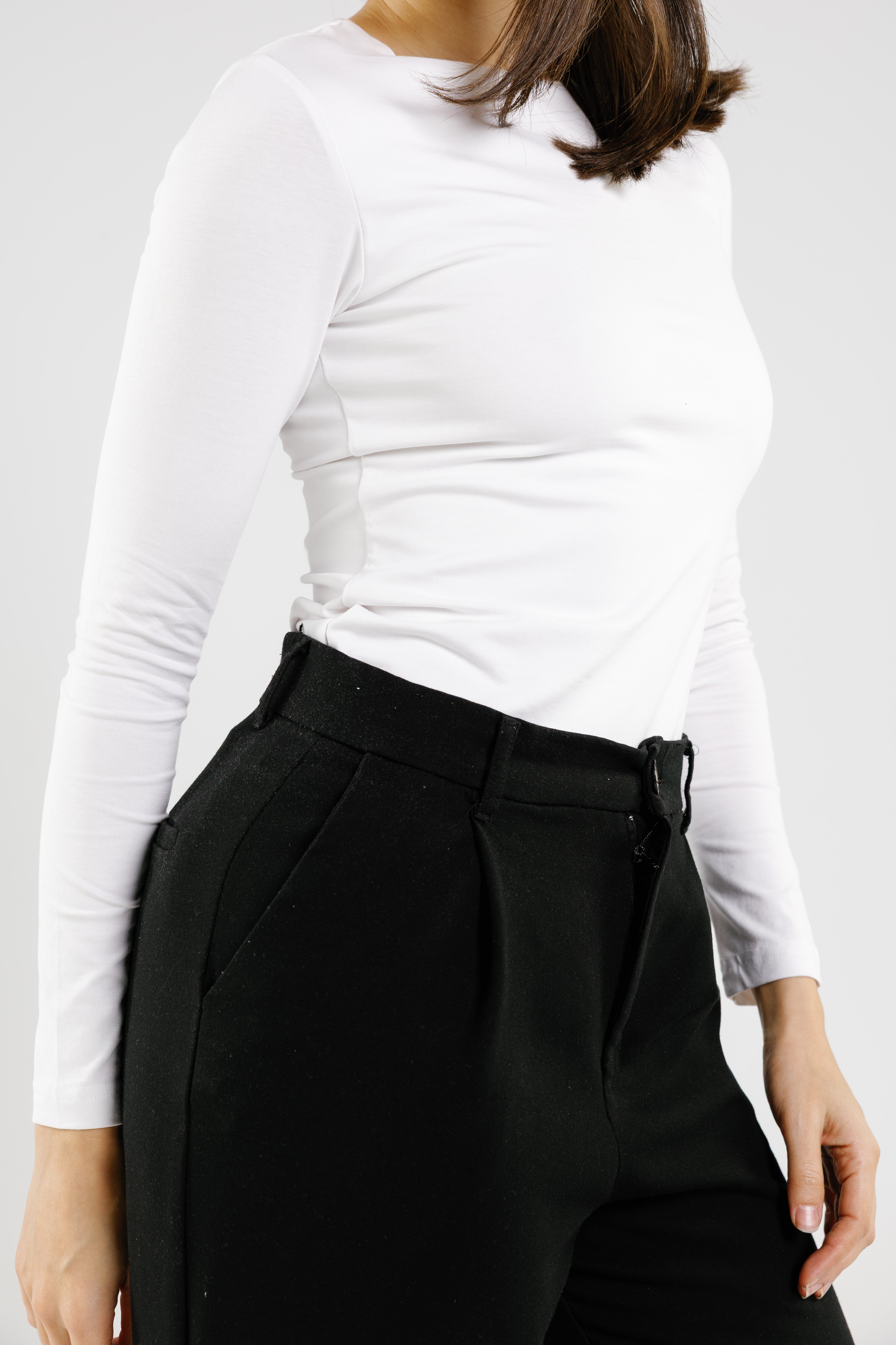 Cotton crew neck long sleeve top