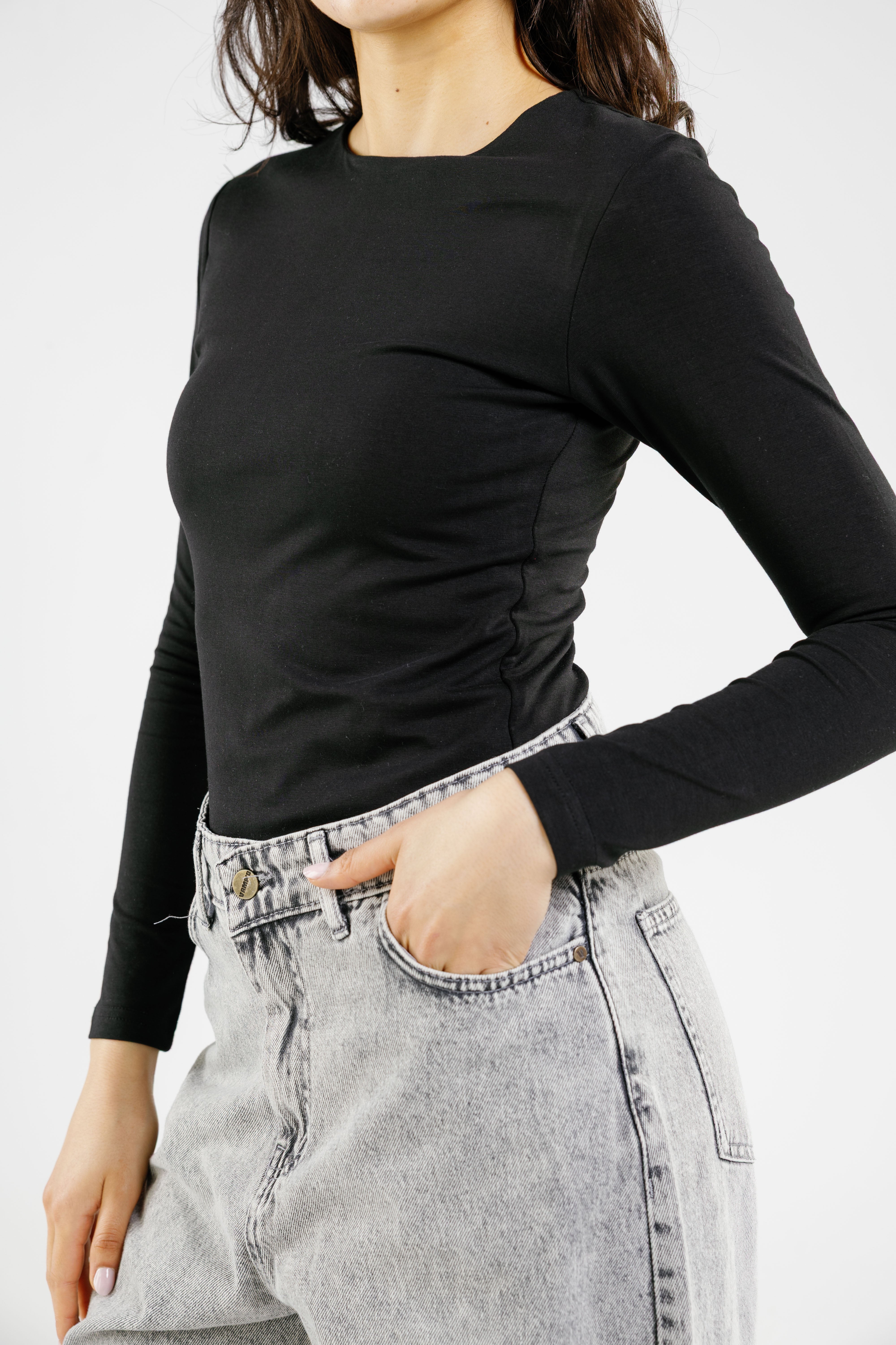 Cotton crew neck long sleeve top