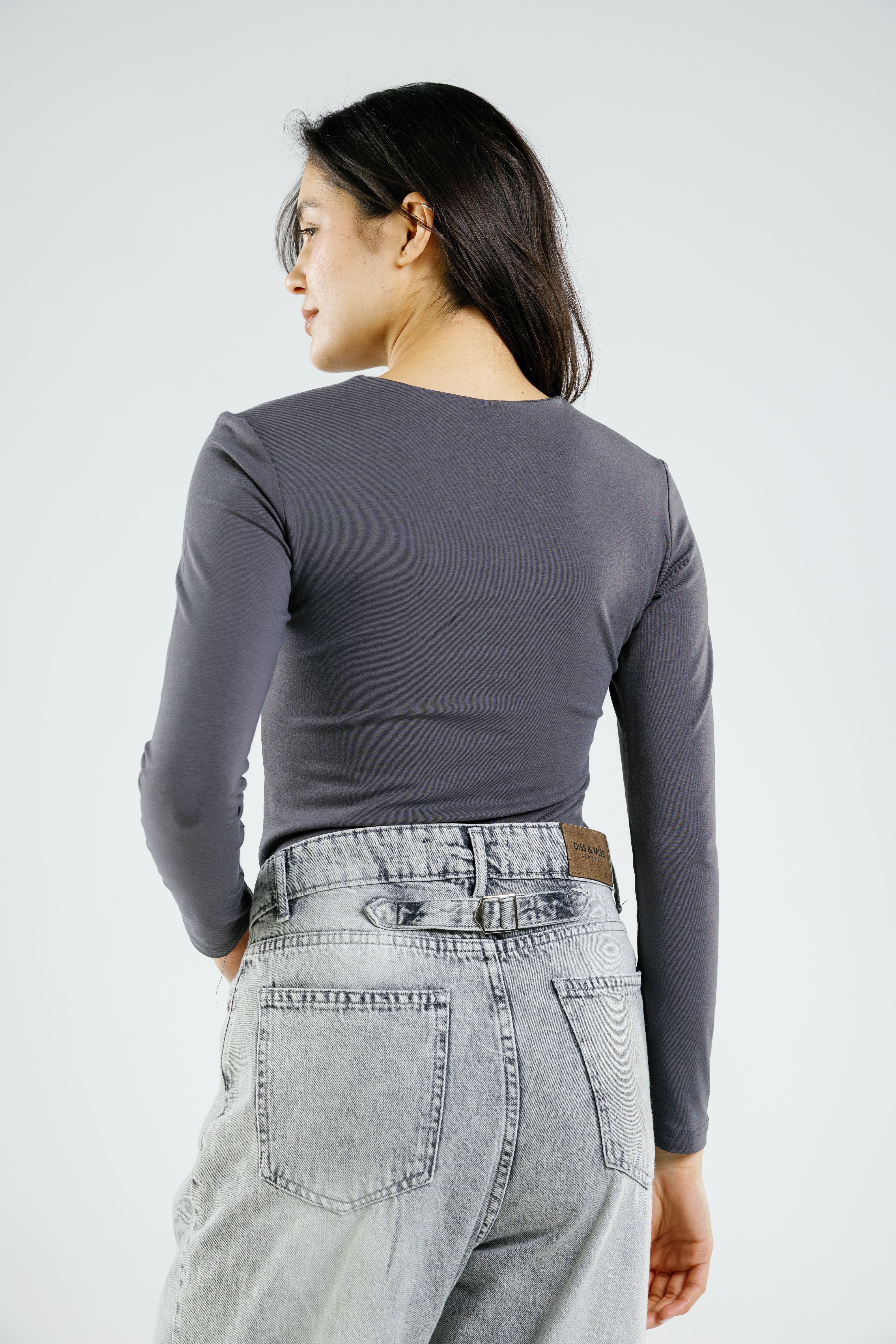 Cotton crew neck long sleeve top