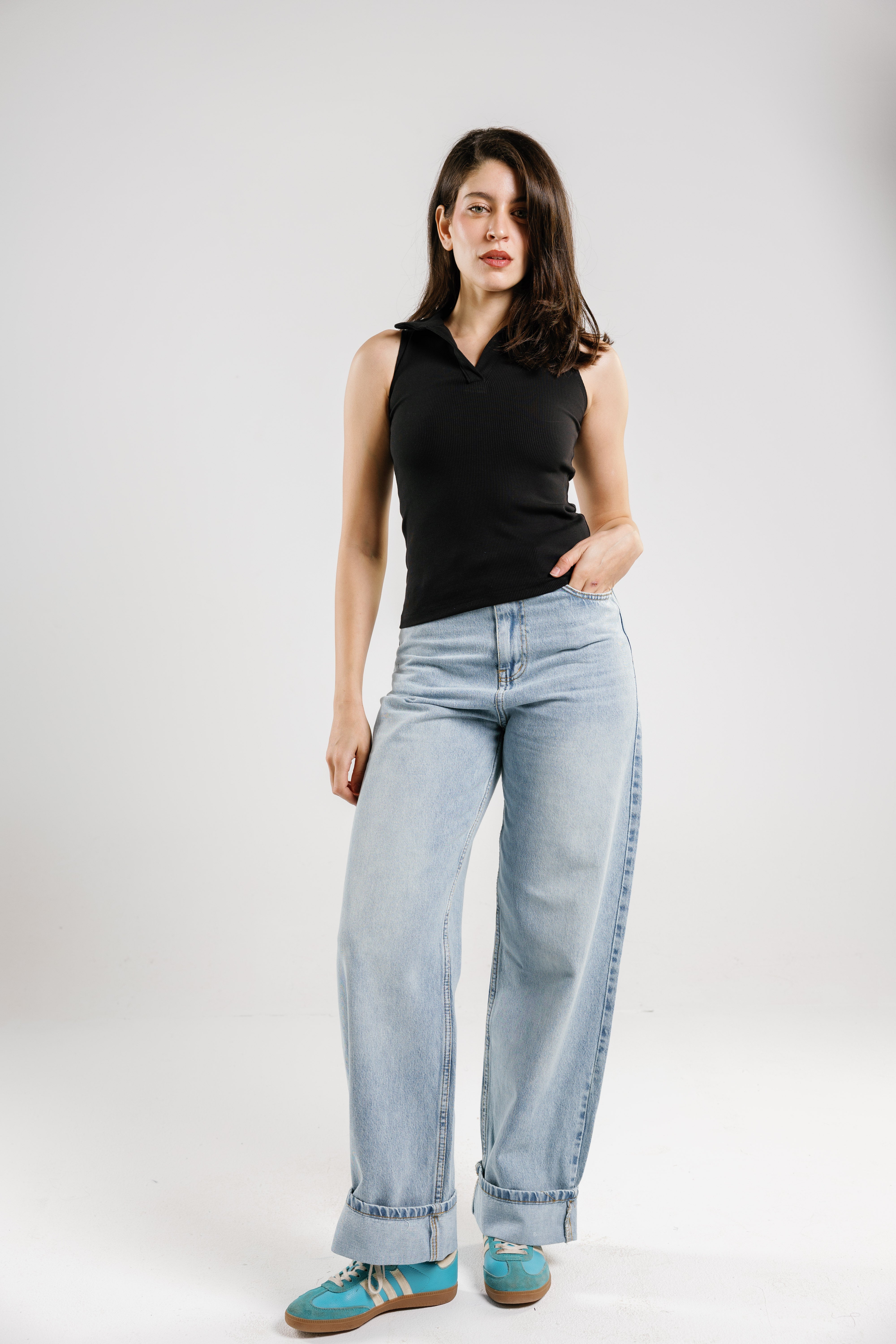 Ribbed Polo Sleeveless
