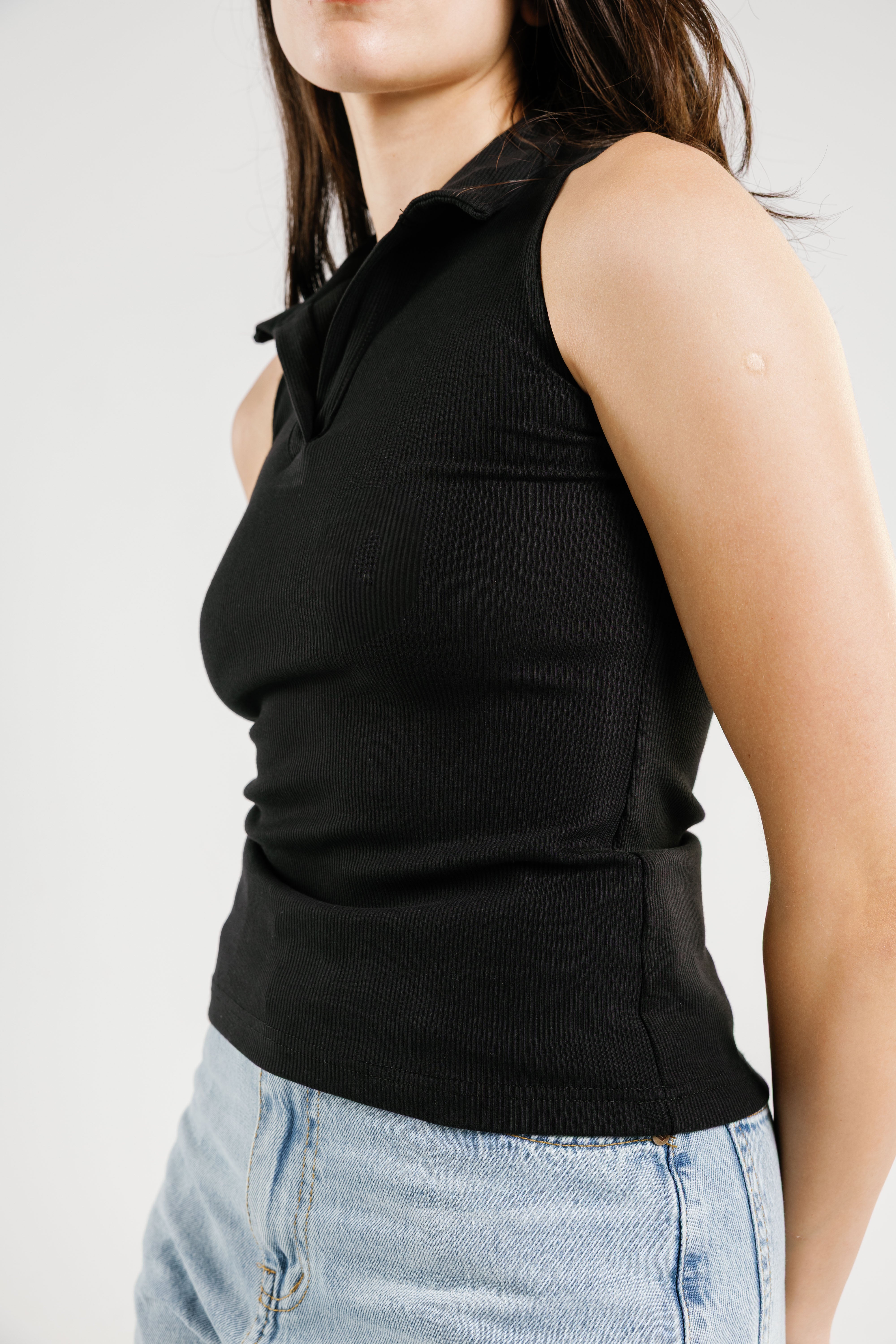 Ribbed Polo Sleeveless