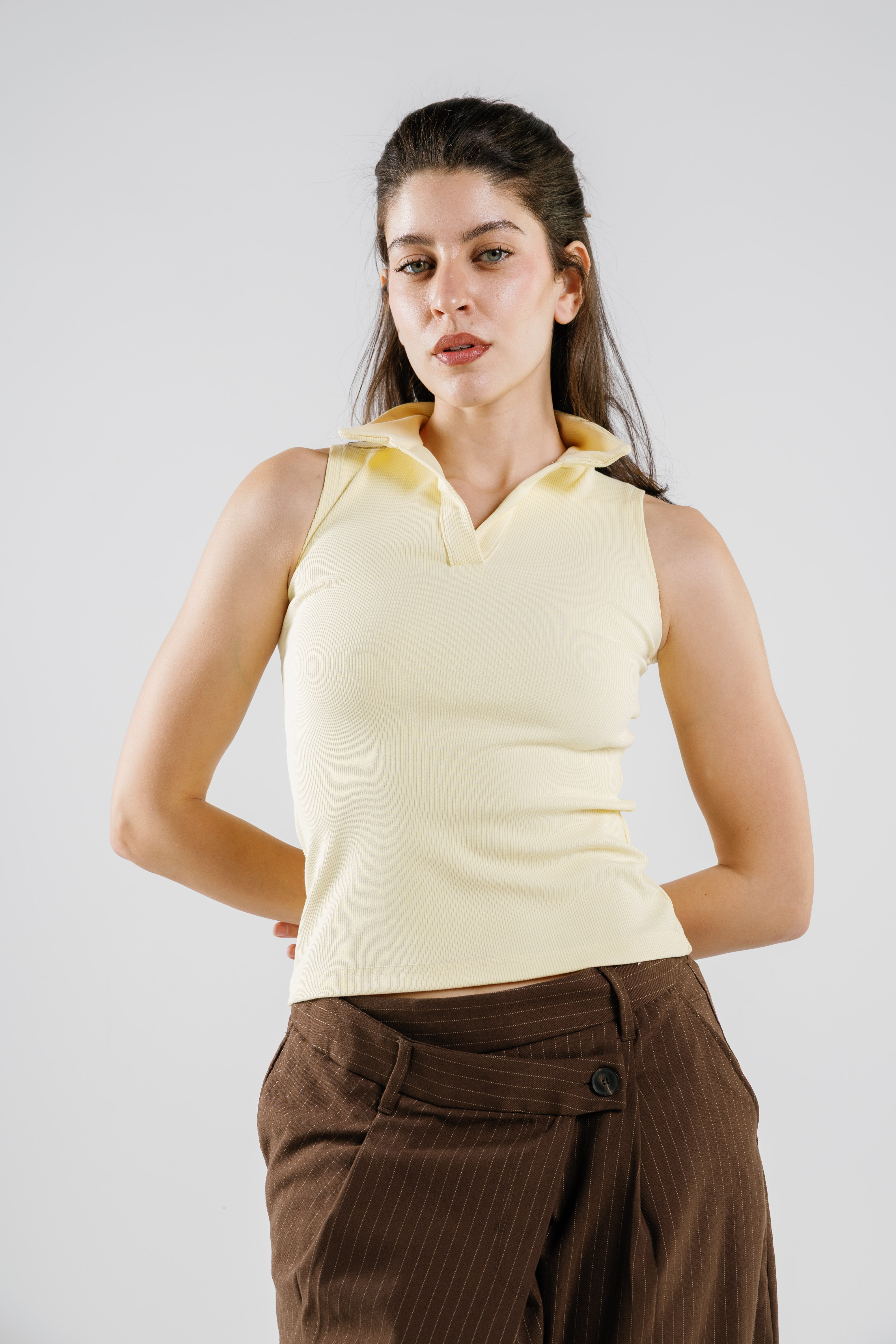 Ribbed Polo Sleeveless