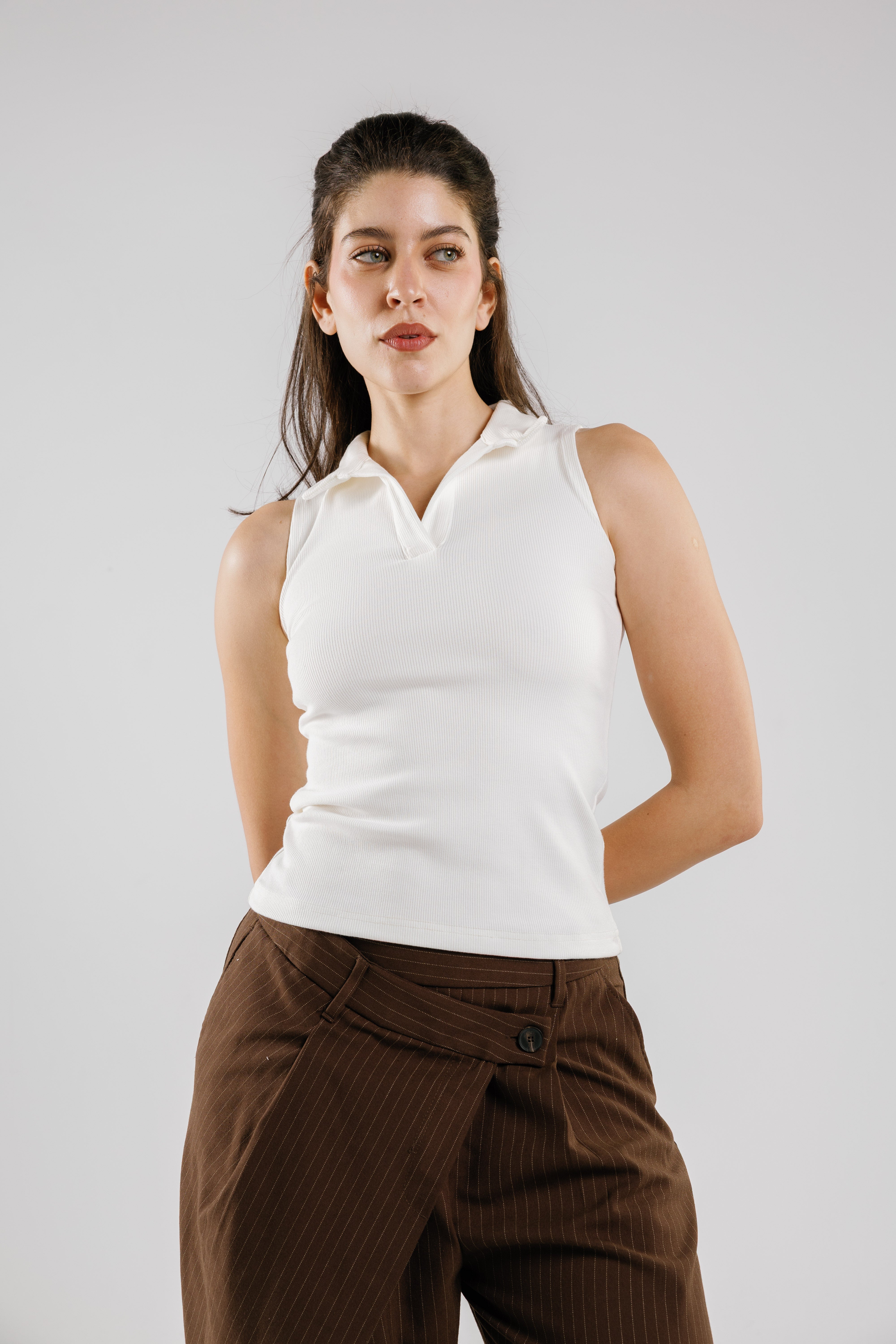 Ribbed Polo Sleeveless