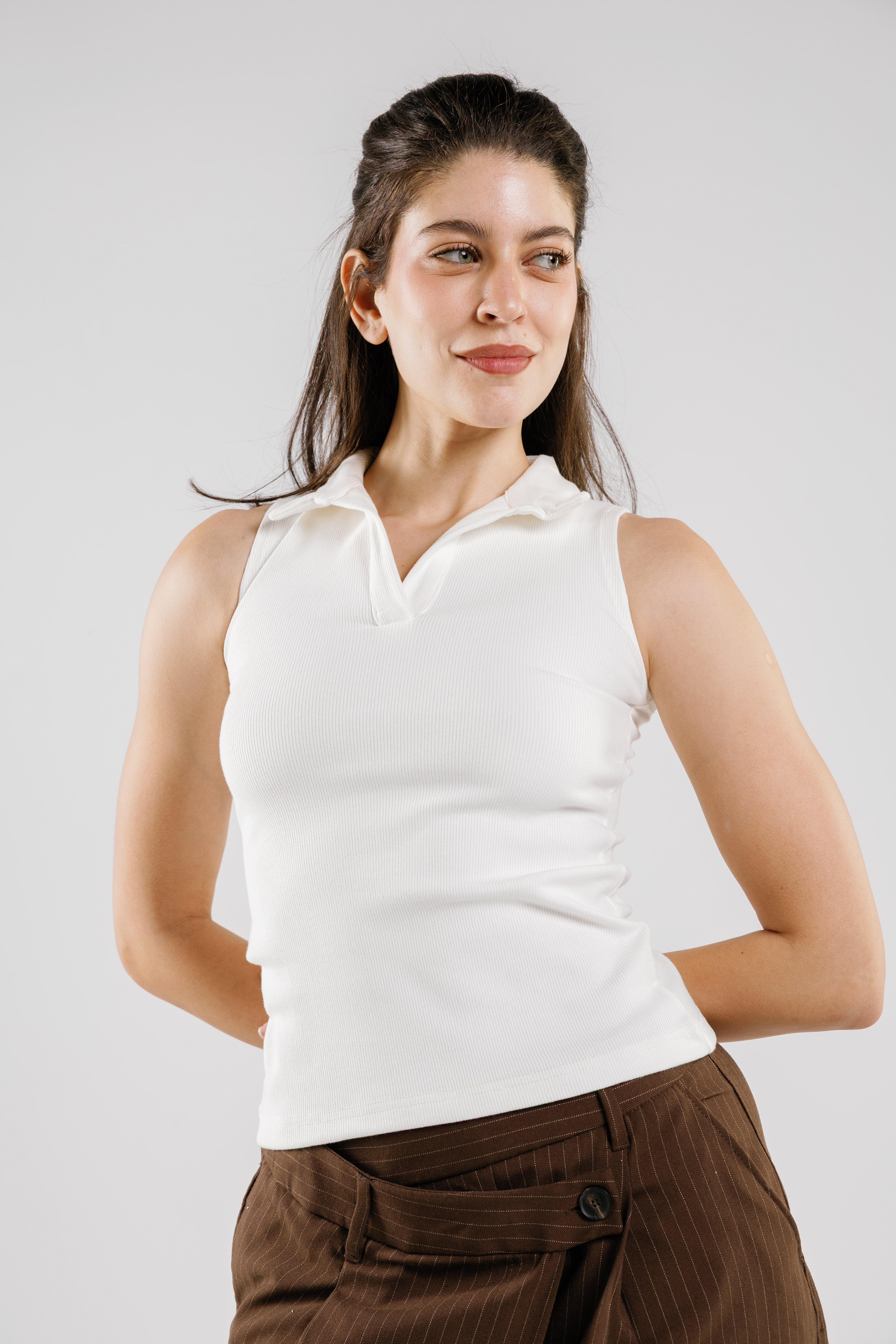 Ribbed Polo Sleeveless