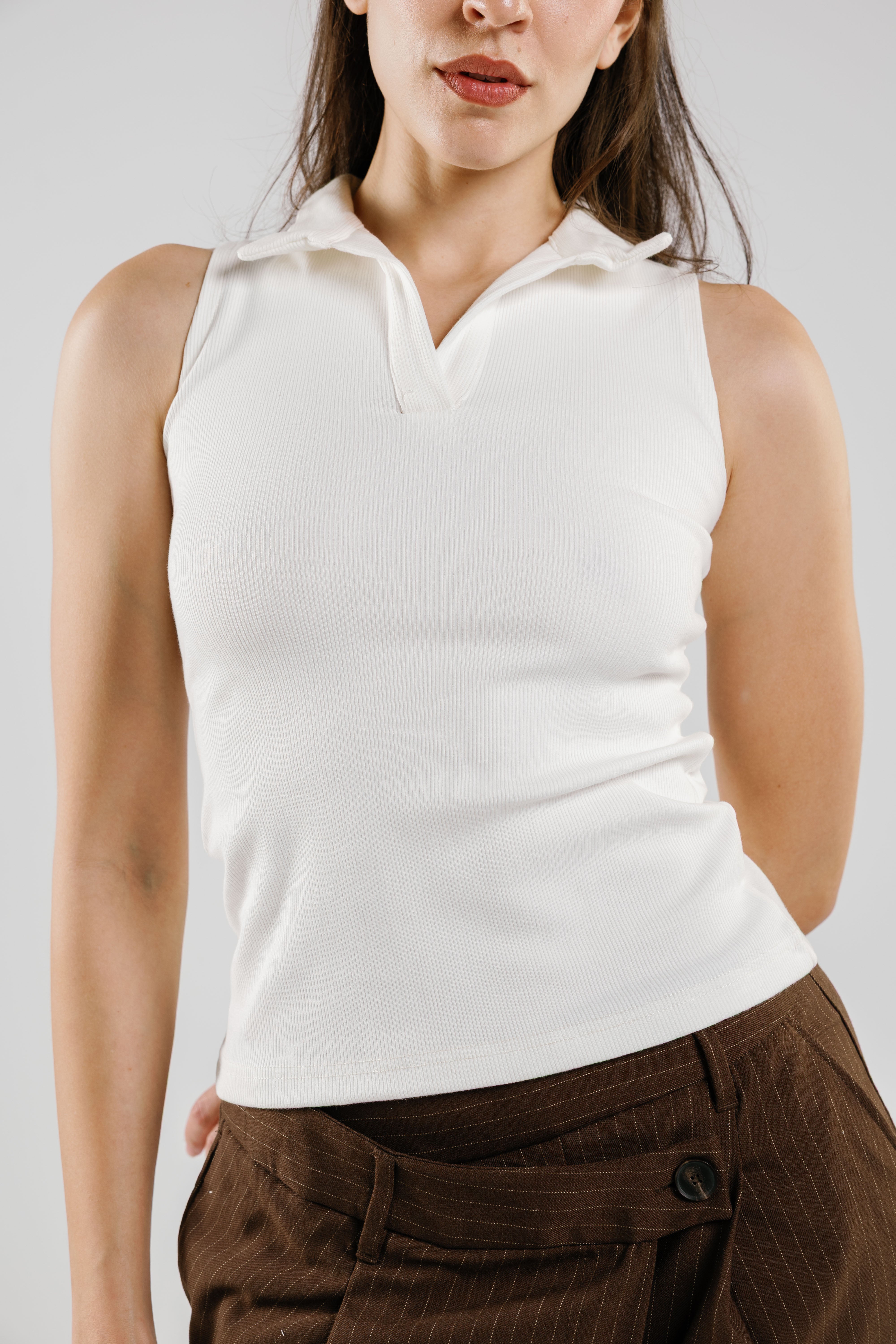 Ribbed Polo Sleeveless