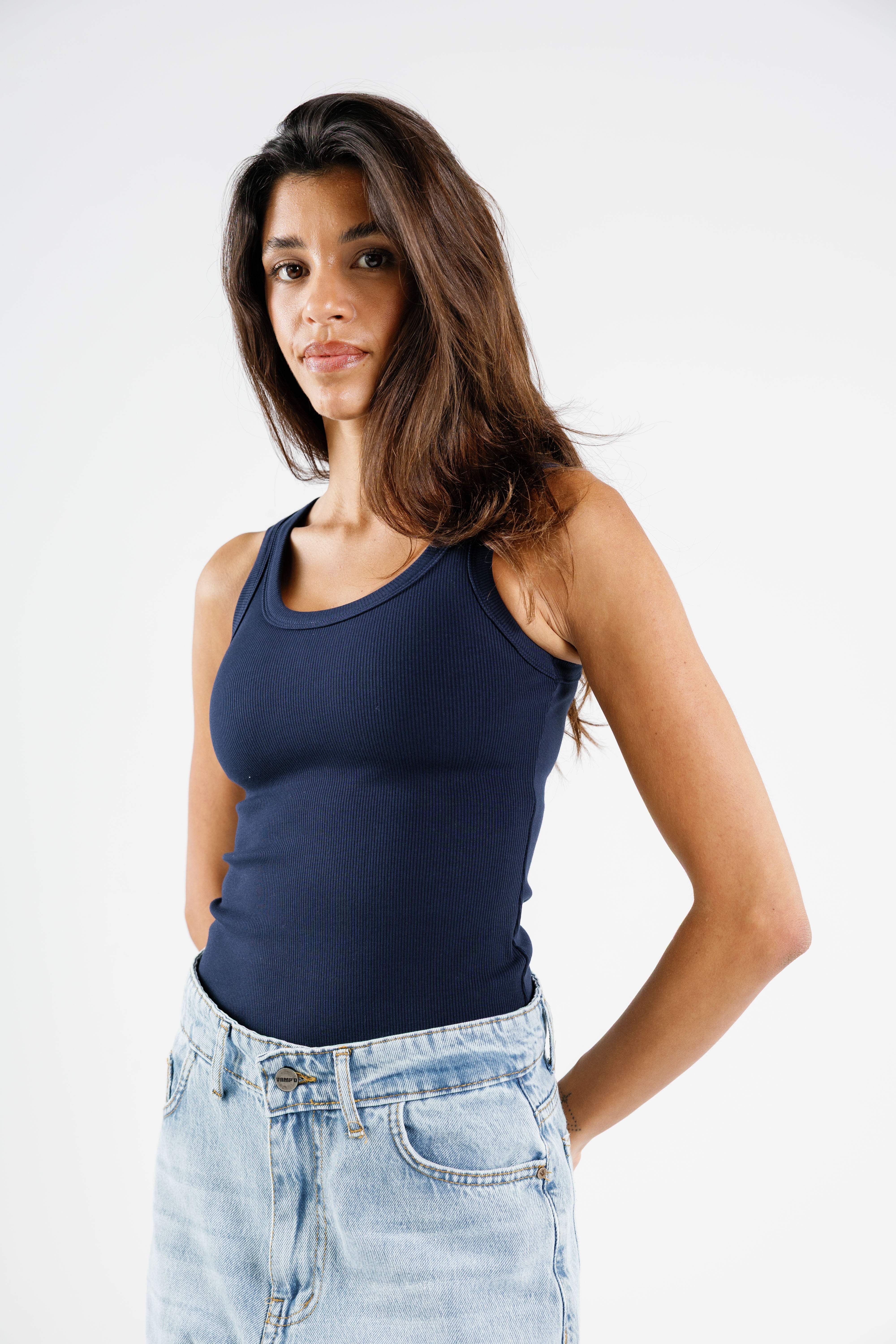 Round Tank Top Ribbed