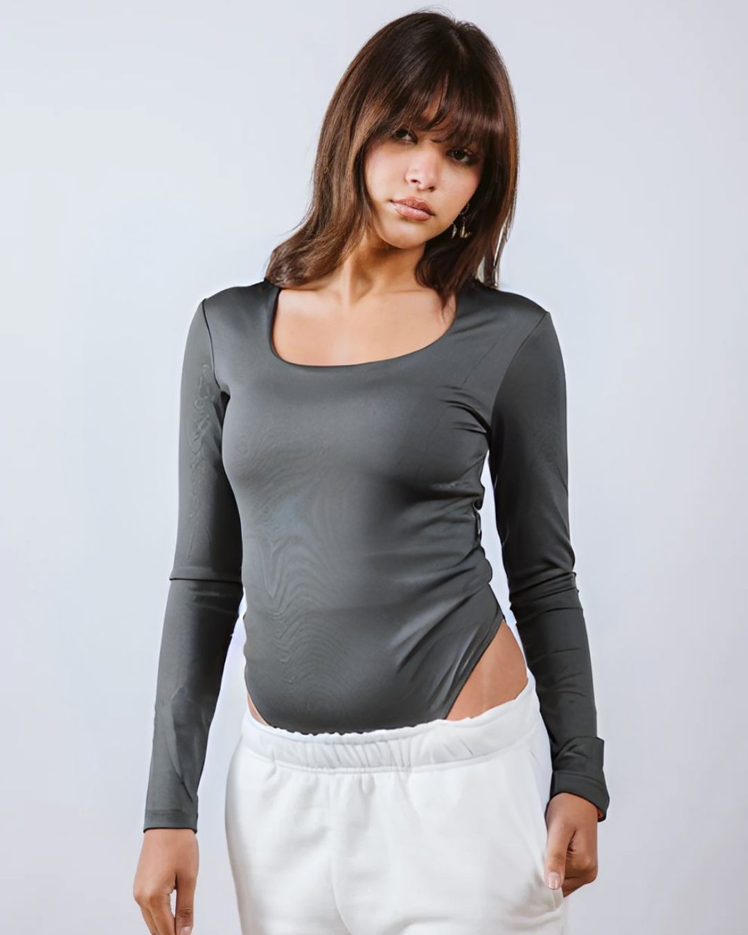 Square neck long sleeve bodysuit