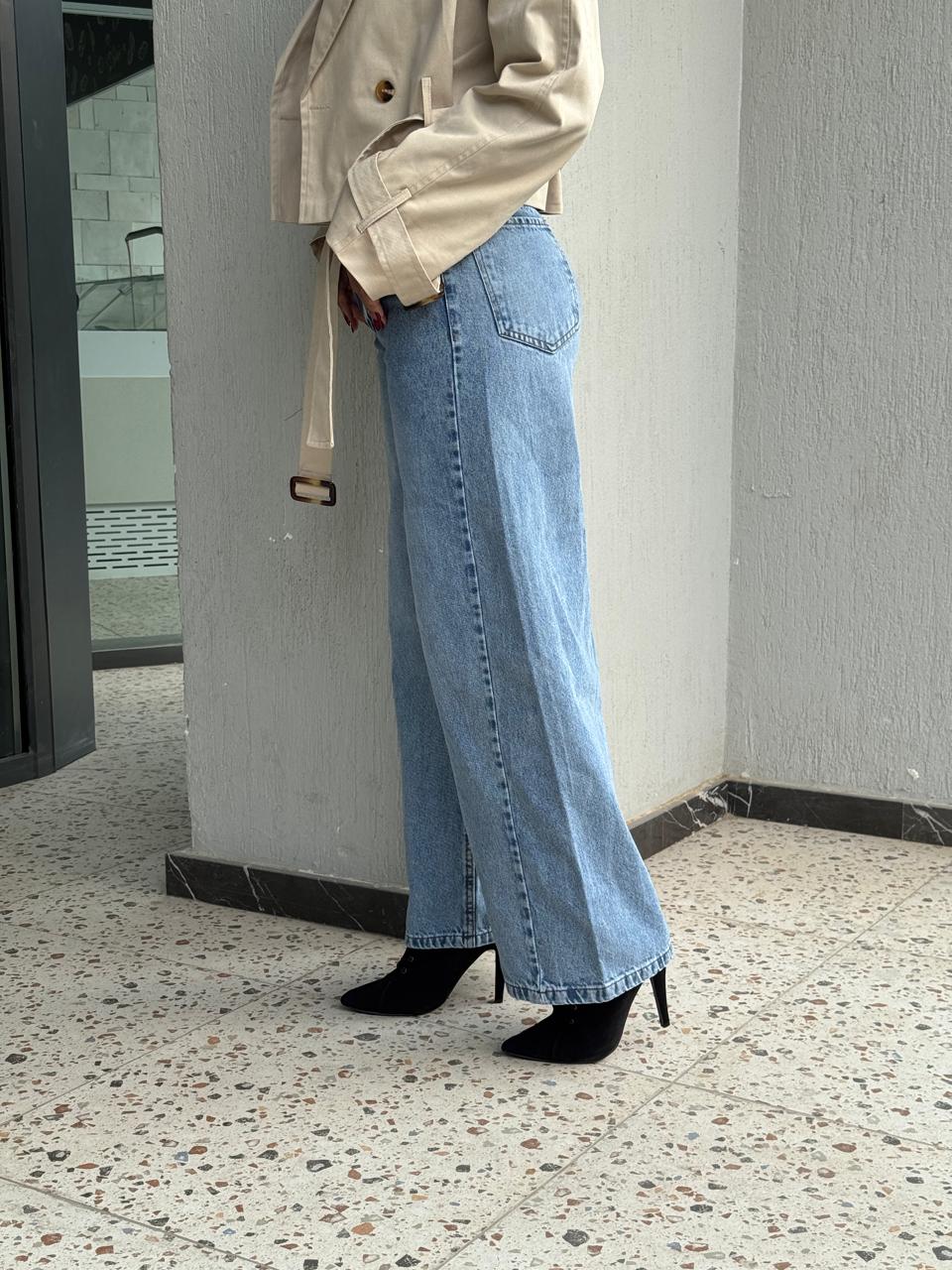 Wide Leg Denim Washed - Blue