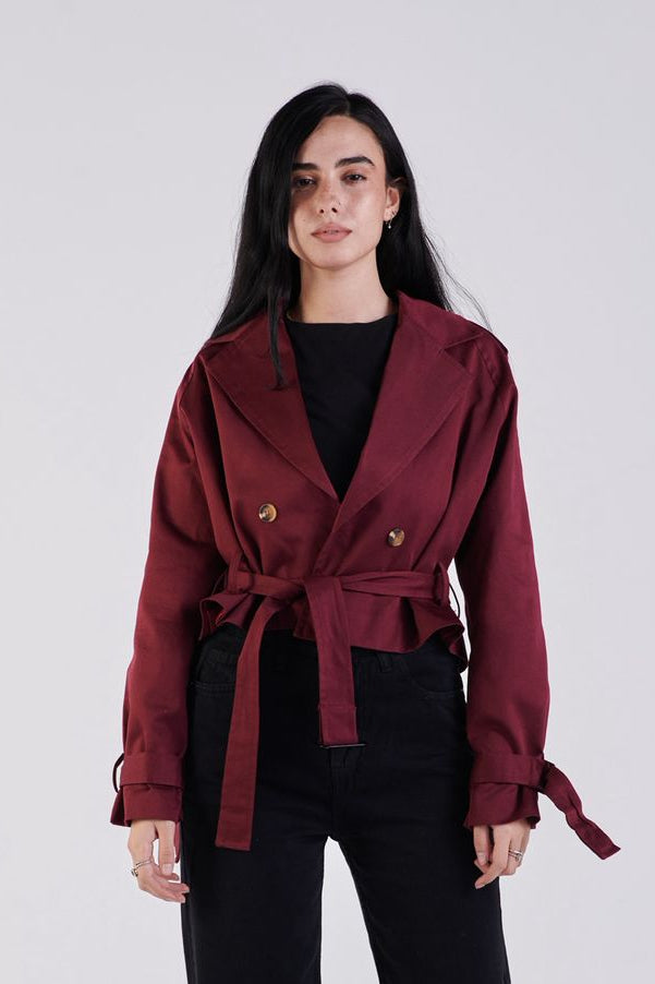 BURGUNDY TRENCH COAT