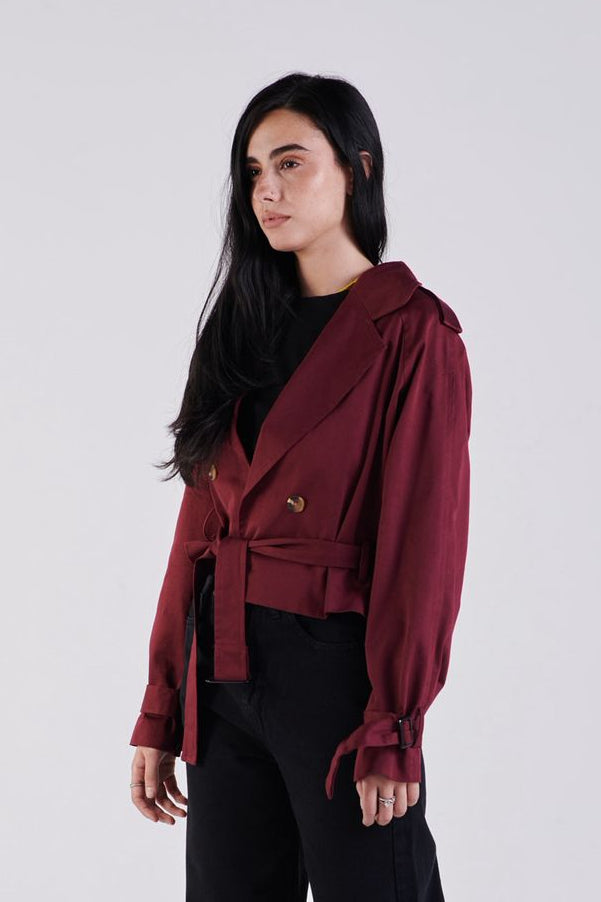 BURGUNDY TRENCH COAT