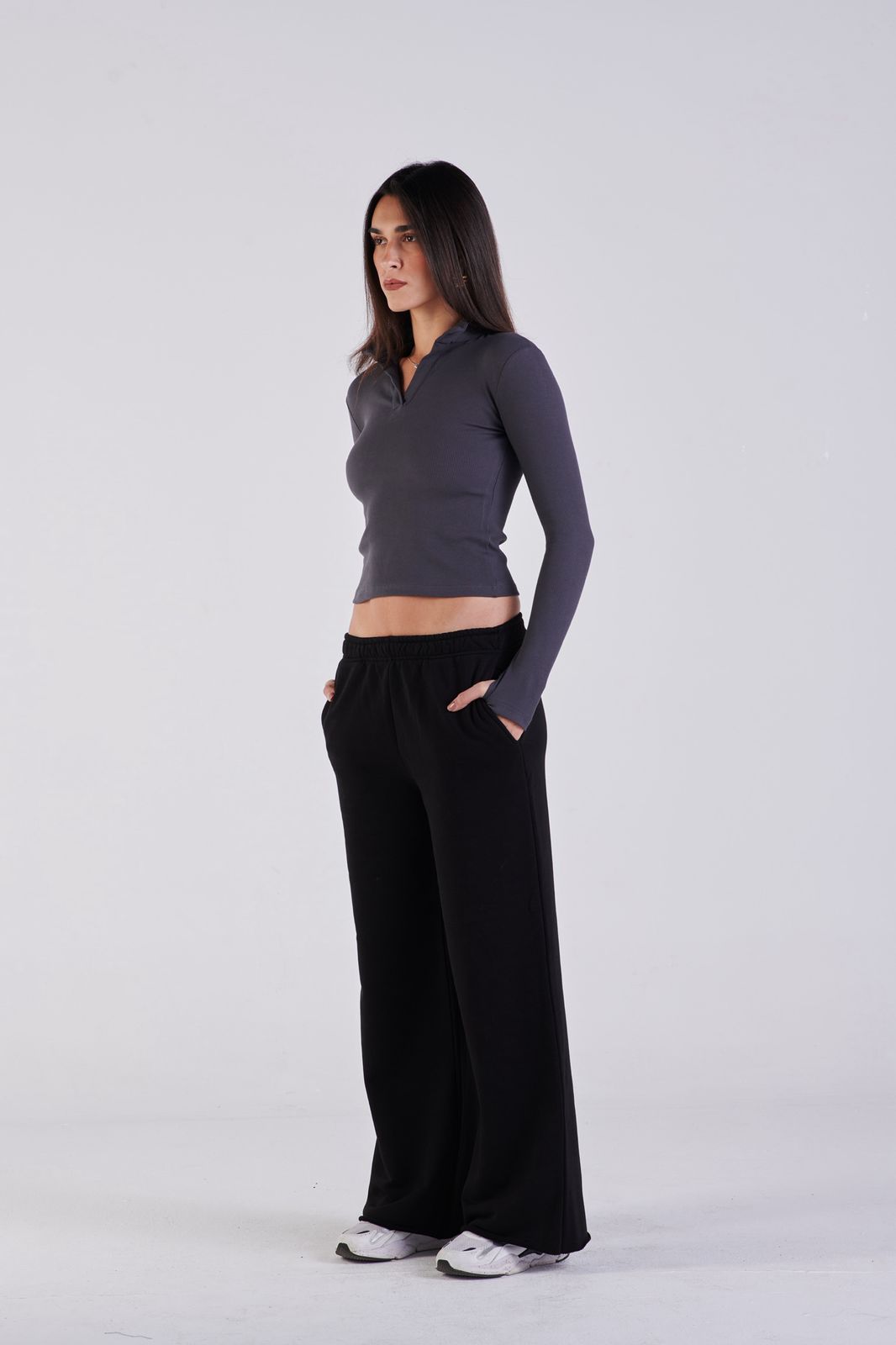 Straight-leg sweat Pants Black