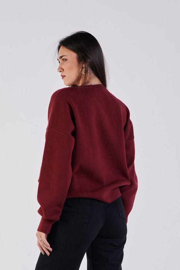 Soft knit V-neck jumper