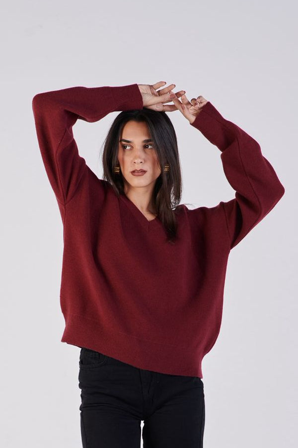 Soft knit V-neck jumper