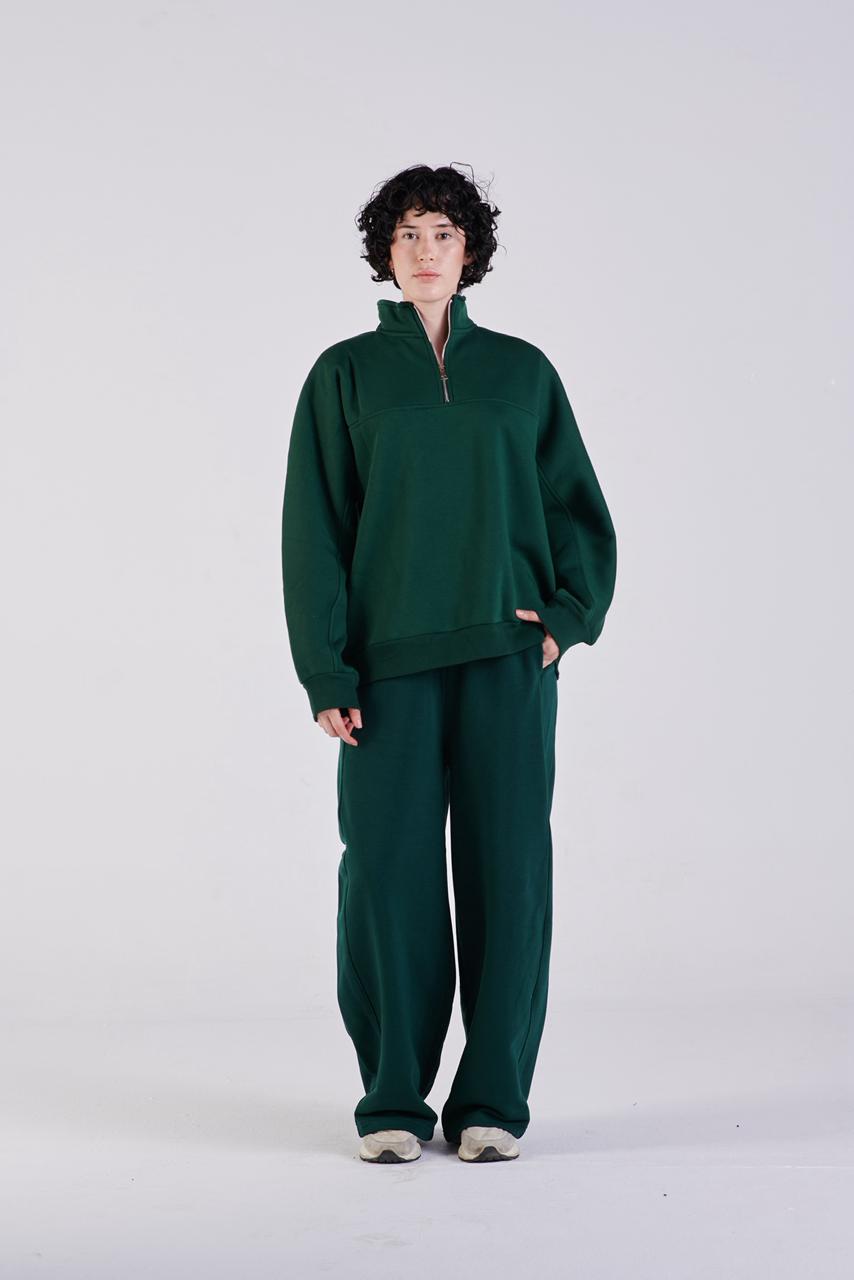 Quarter-Zip Sweatshirt Dark olive