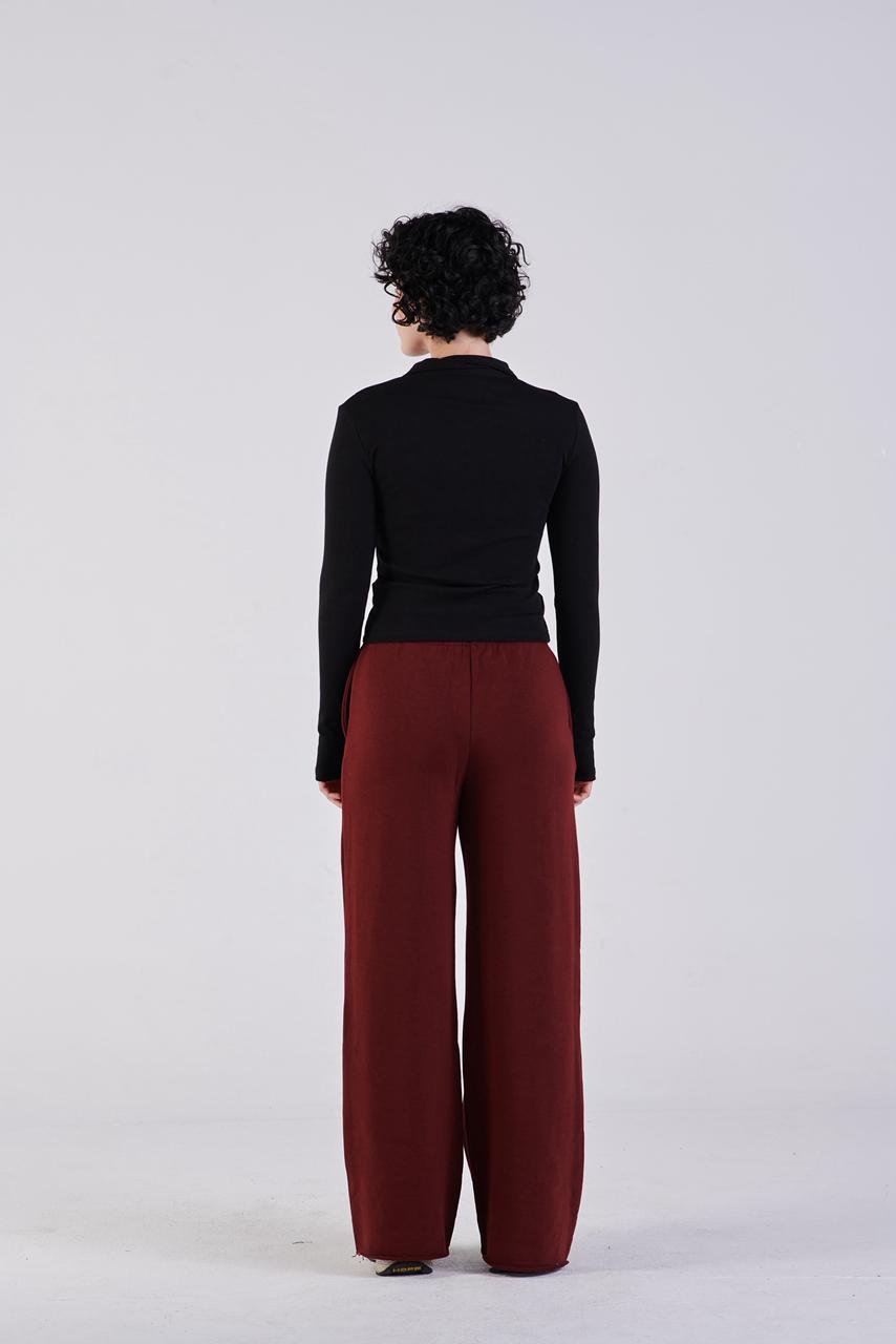 Straight-leg sweat pants burgundy