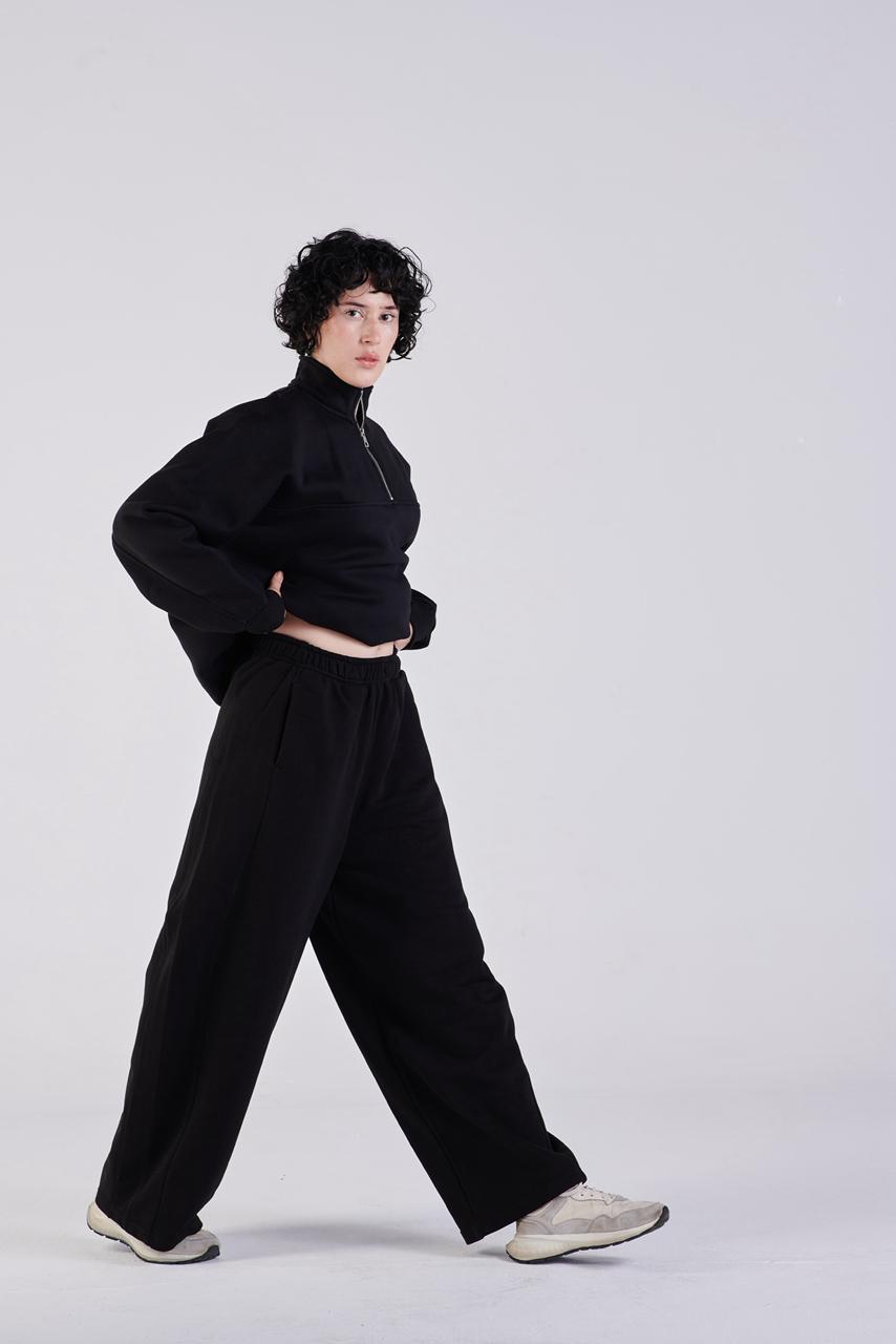 Plush barrel trousers black
