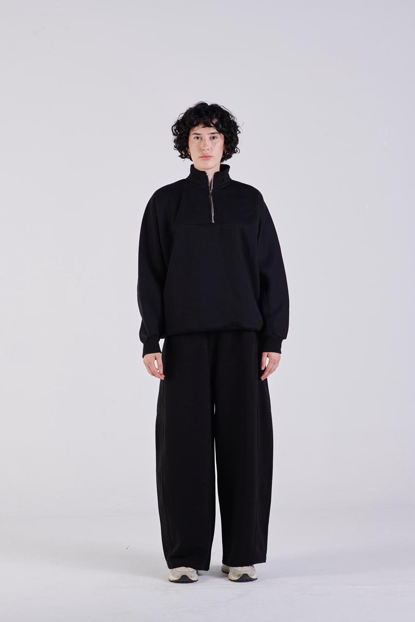 Plush barrel trousers black