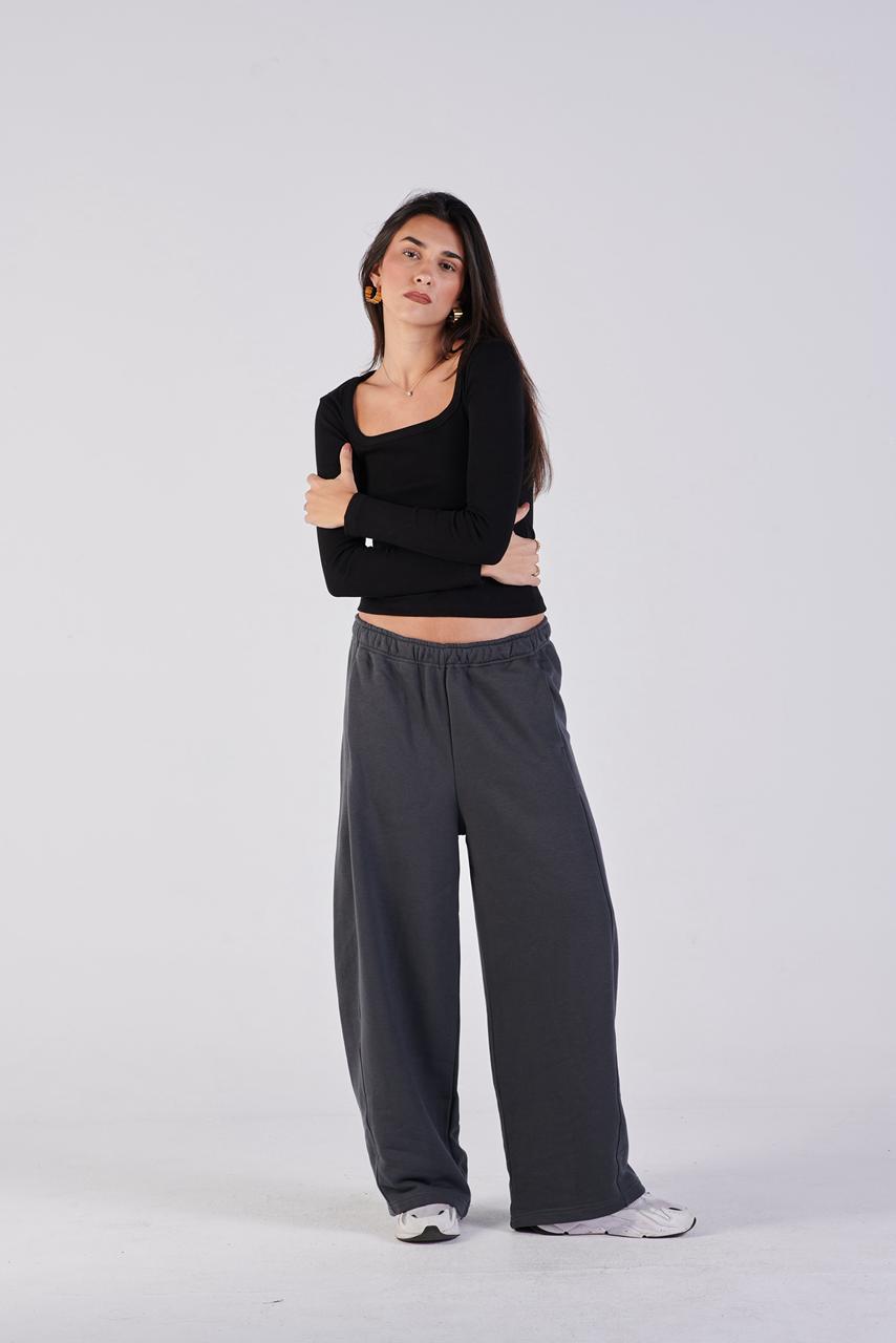 Plush barrel trousers Dark grey