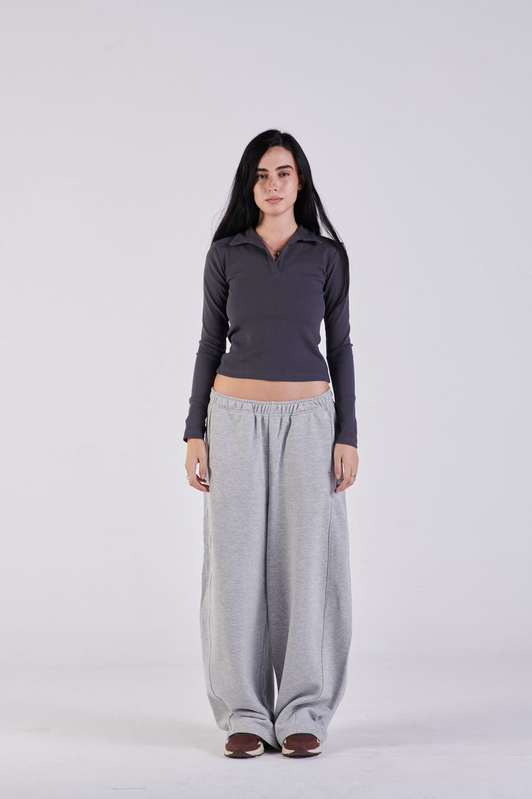 Plush barrel trousers light grey
