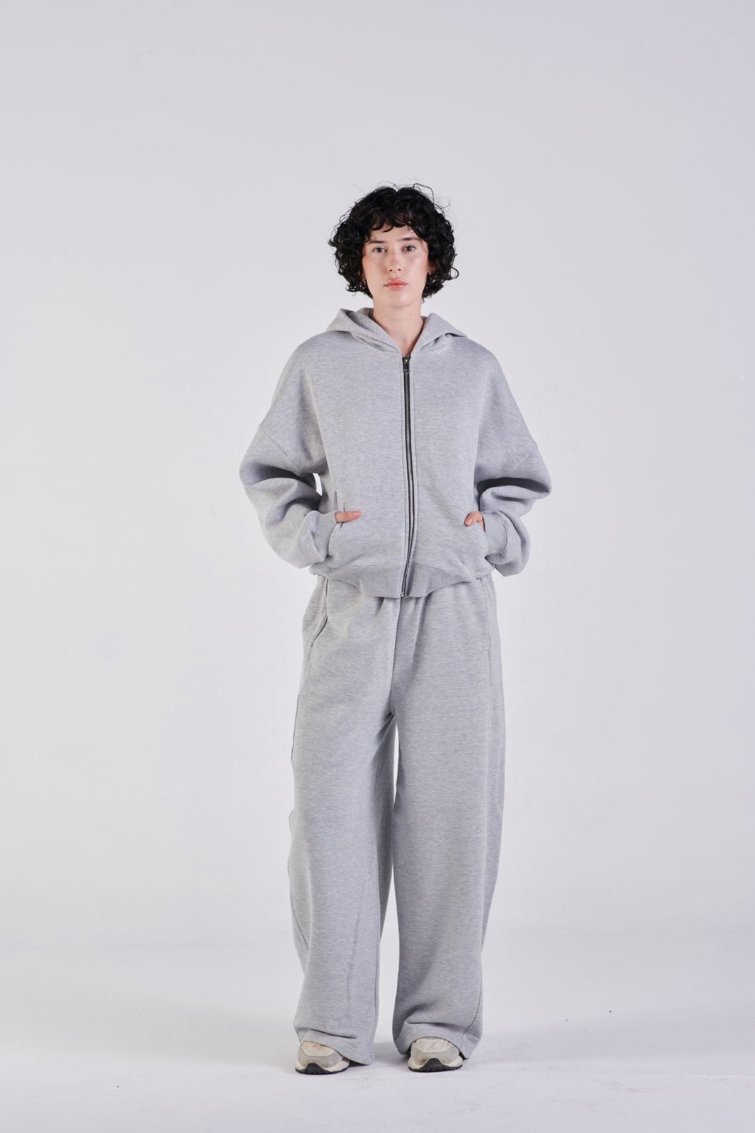 Oversize zip-up hoodie Light grey
