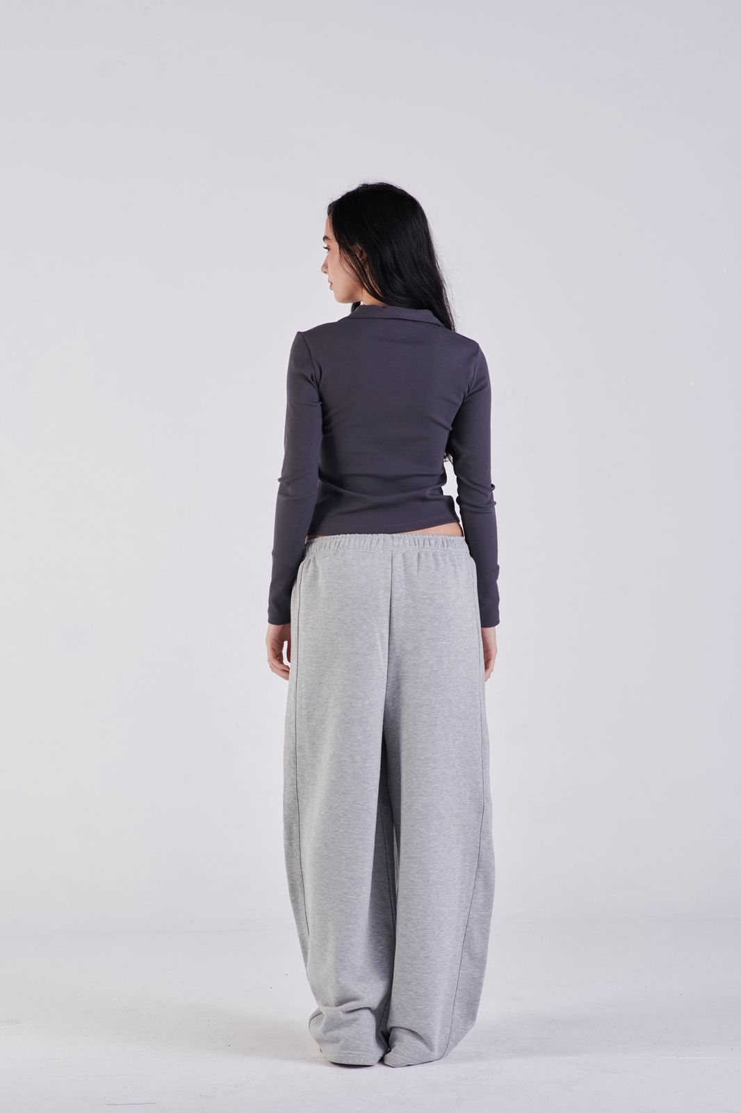 Plush barrel trousers light grey