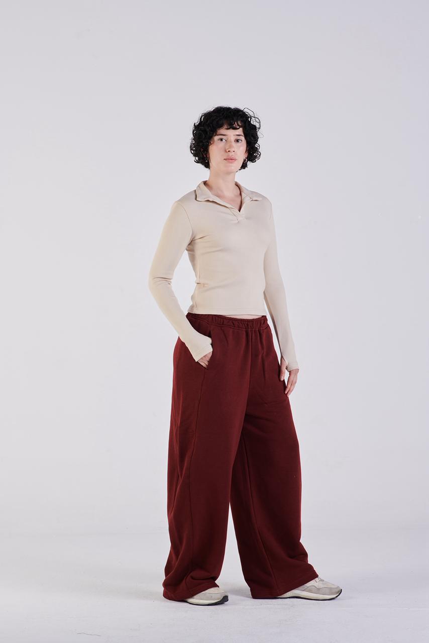 Plush barrel trousers burgundy
