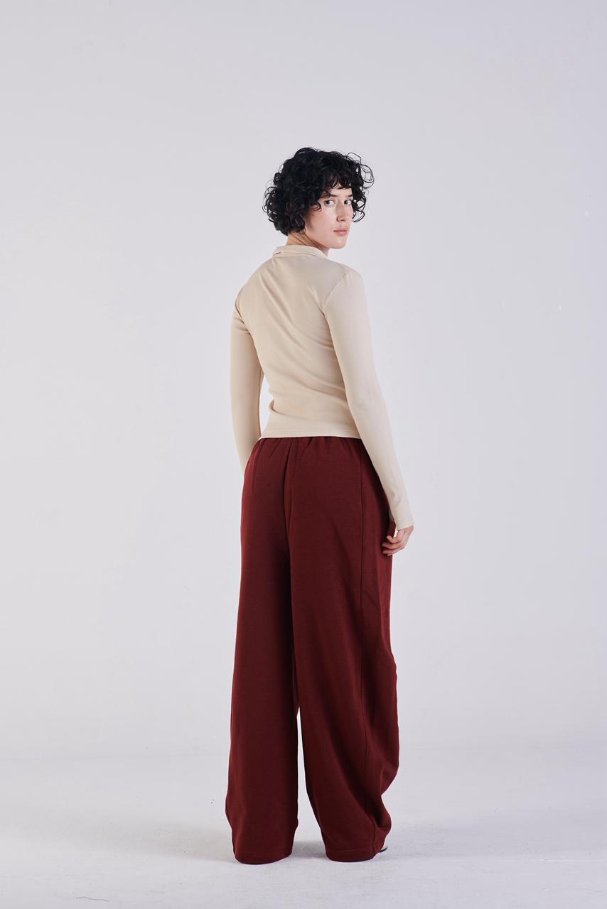 Plush barrel trousers burgundy