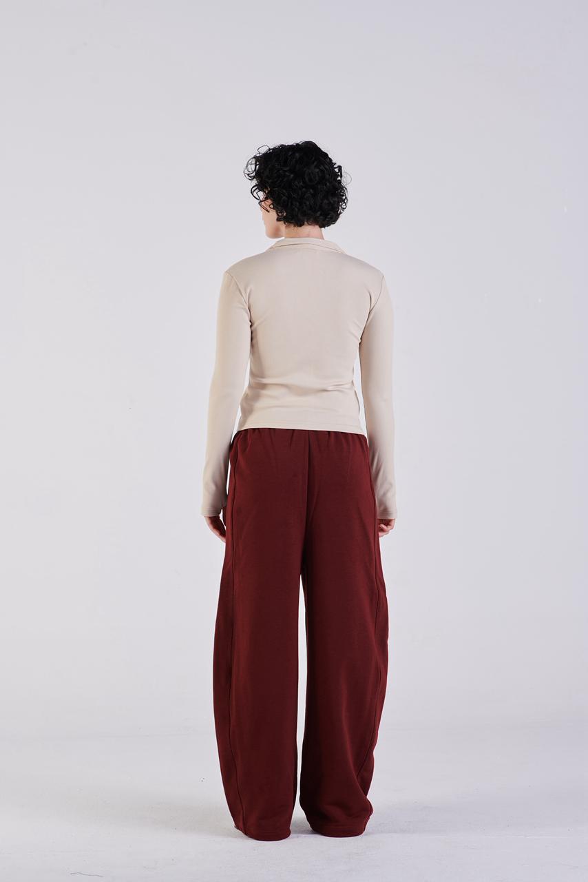 Plush barrel trousers burgundy