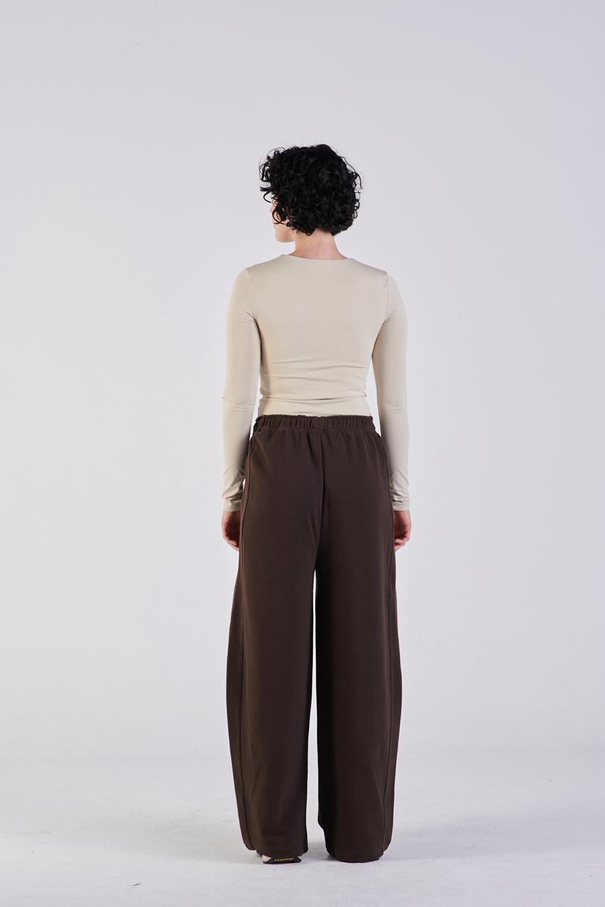 Plush barrel trousers brown