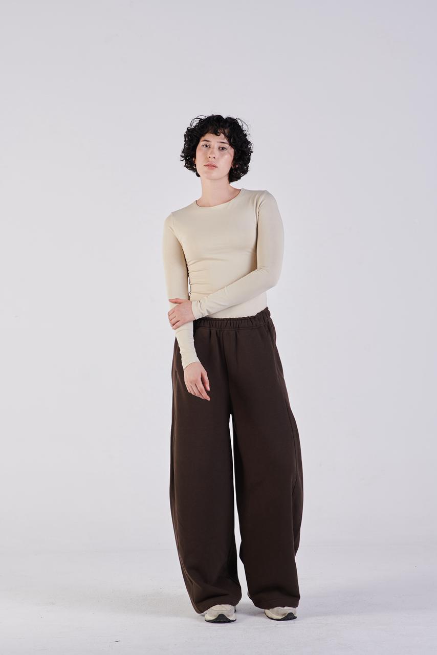 Plush barrel trousers brown