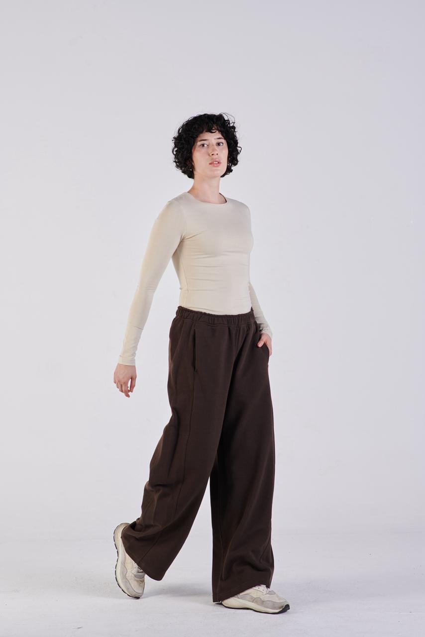 Plush barrel trousers brown