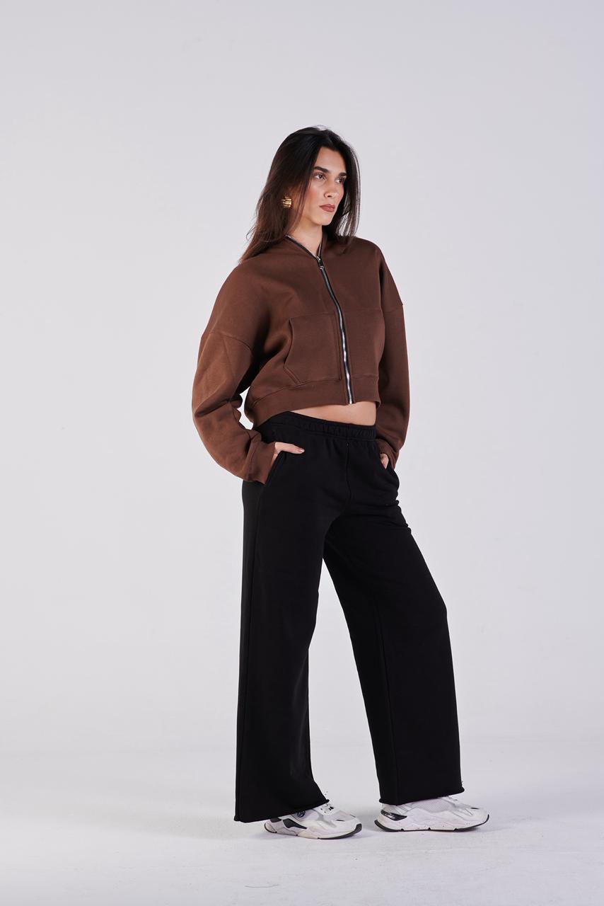 Oversize zip-up hoodie Brown