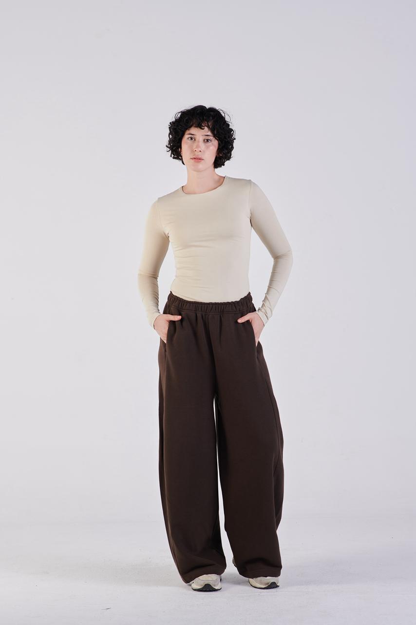 Plush barrel trousers brown