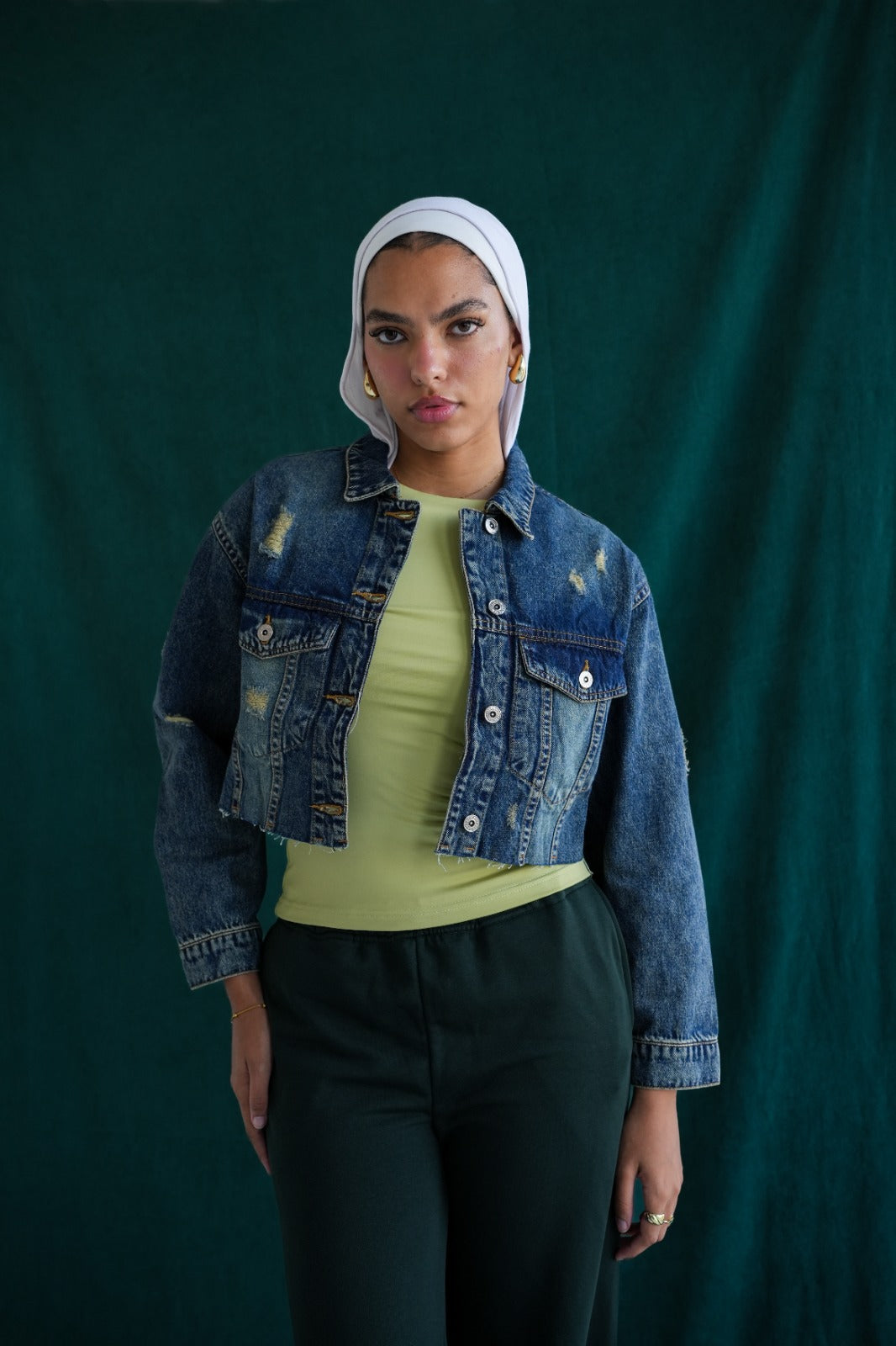 Cropped Denim Jacket BLUE