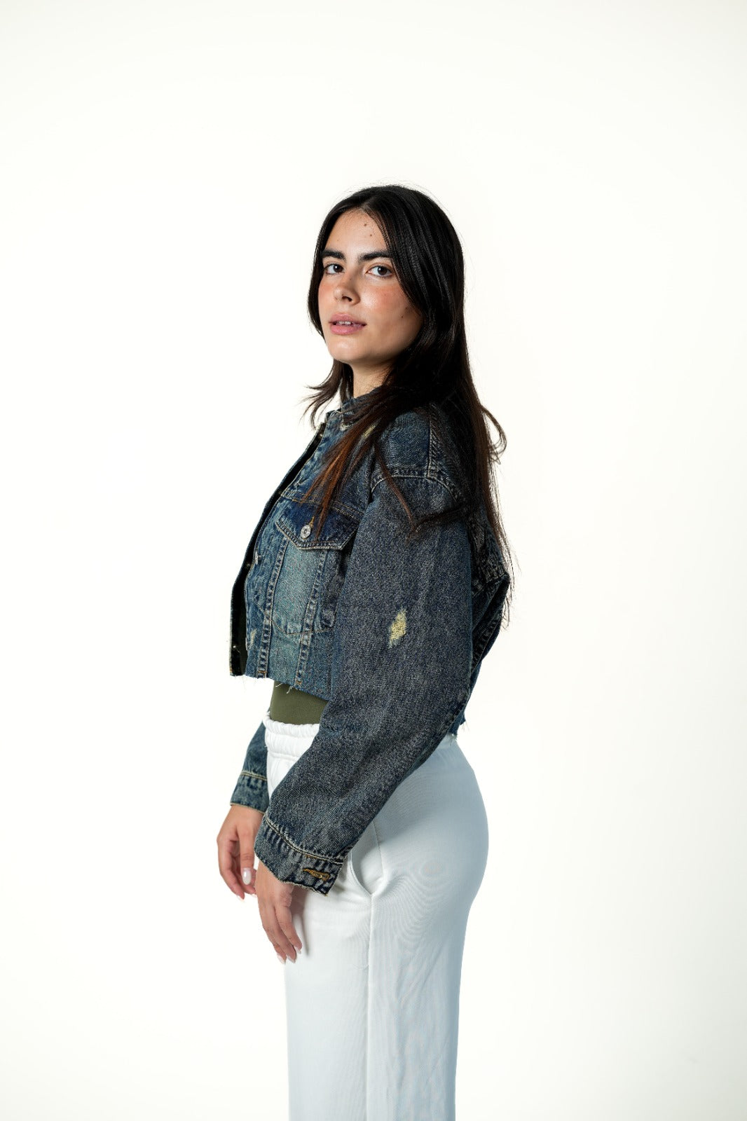 Cropped Denim Jacket Blue