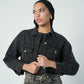cropped Denim Jacket Black