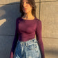 Square Neck Long Sleeve Top