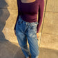 Square Neck Long Sleeve Top