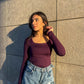 Square Neck Long Sleeve Top